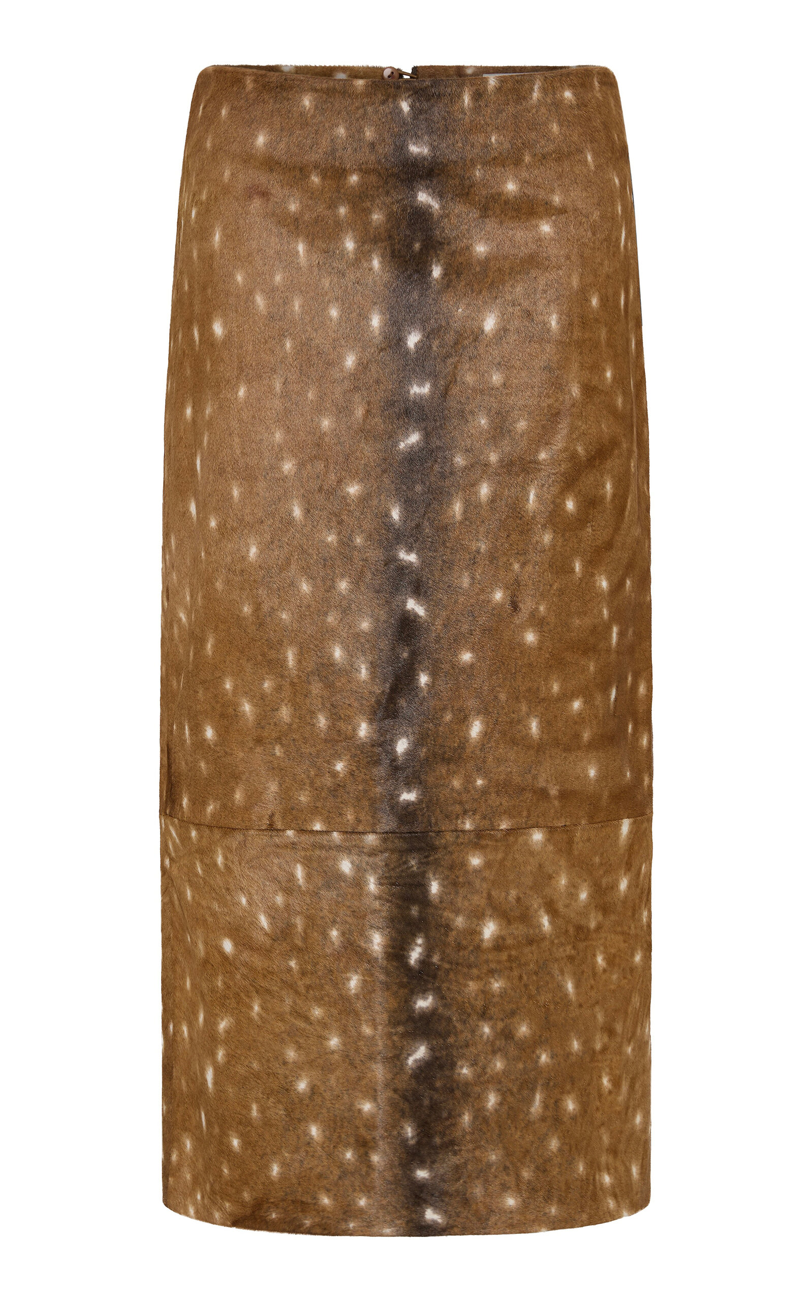 St. Agni Fawn-Patterned Leather Midi Skirt