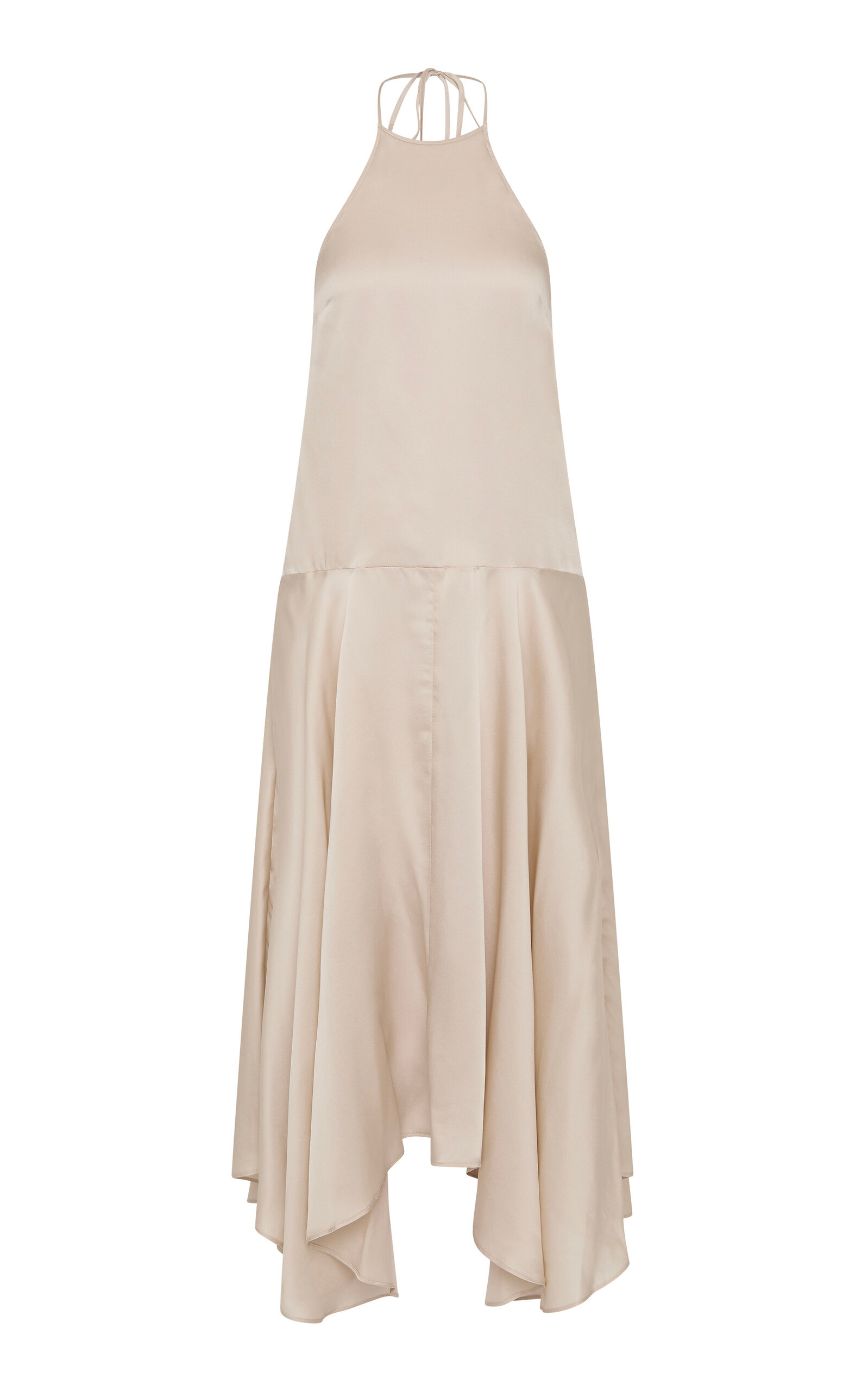 St Agni Handkerchief Silk Halter Dress In Neutral