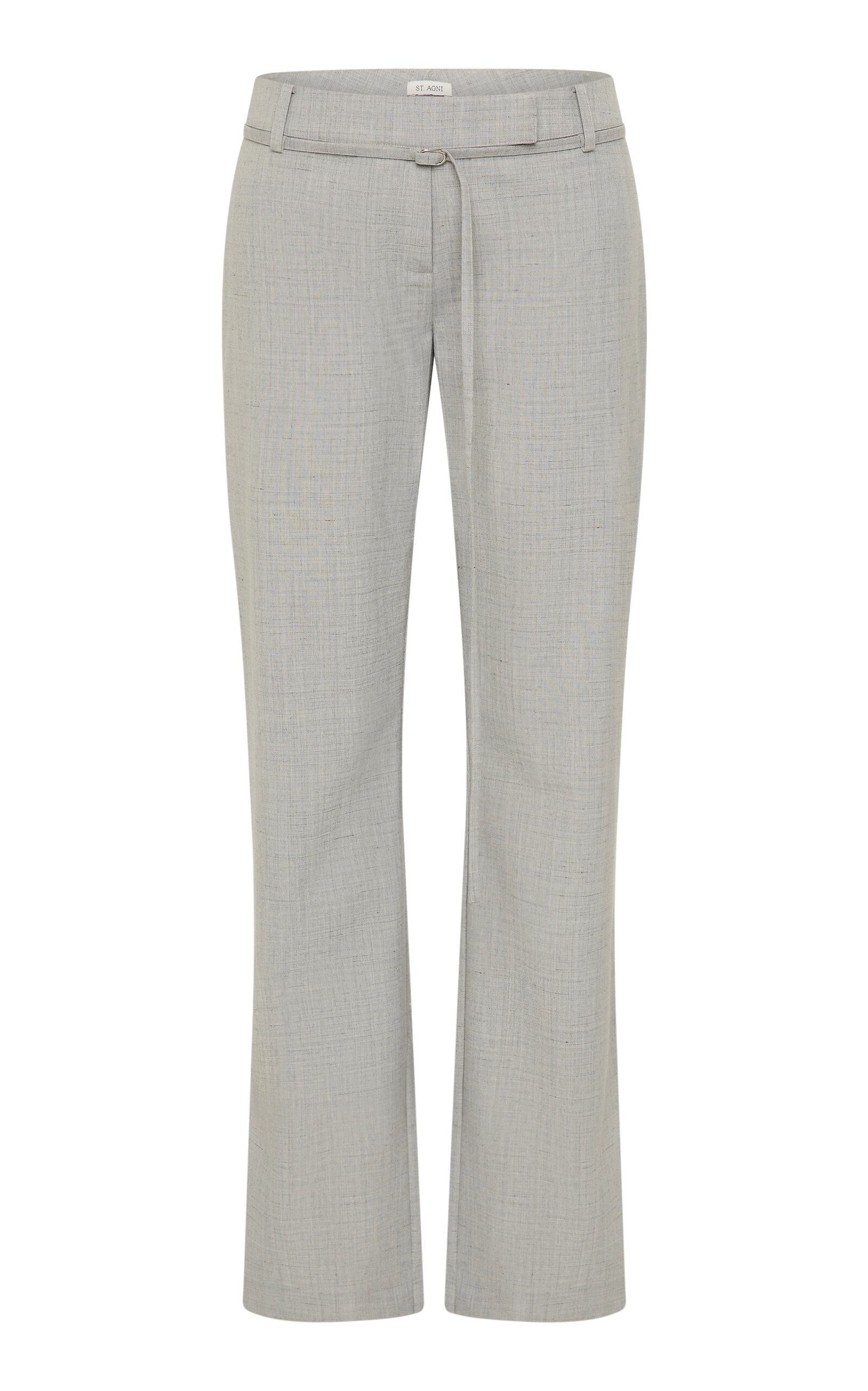 St Agni 90s Belt-detailed Wool-blend Straight-leg Pants In Gray