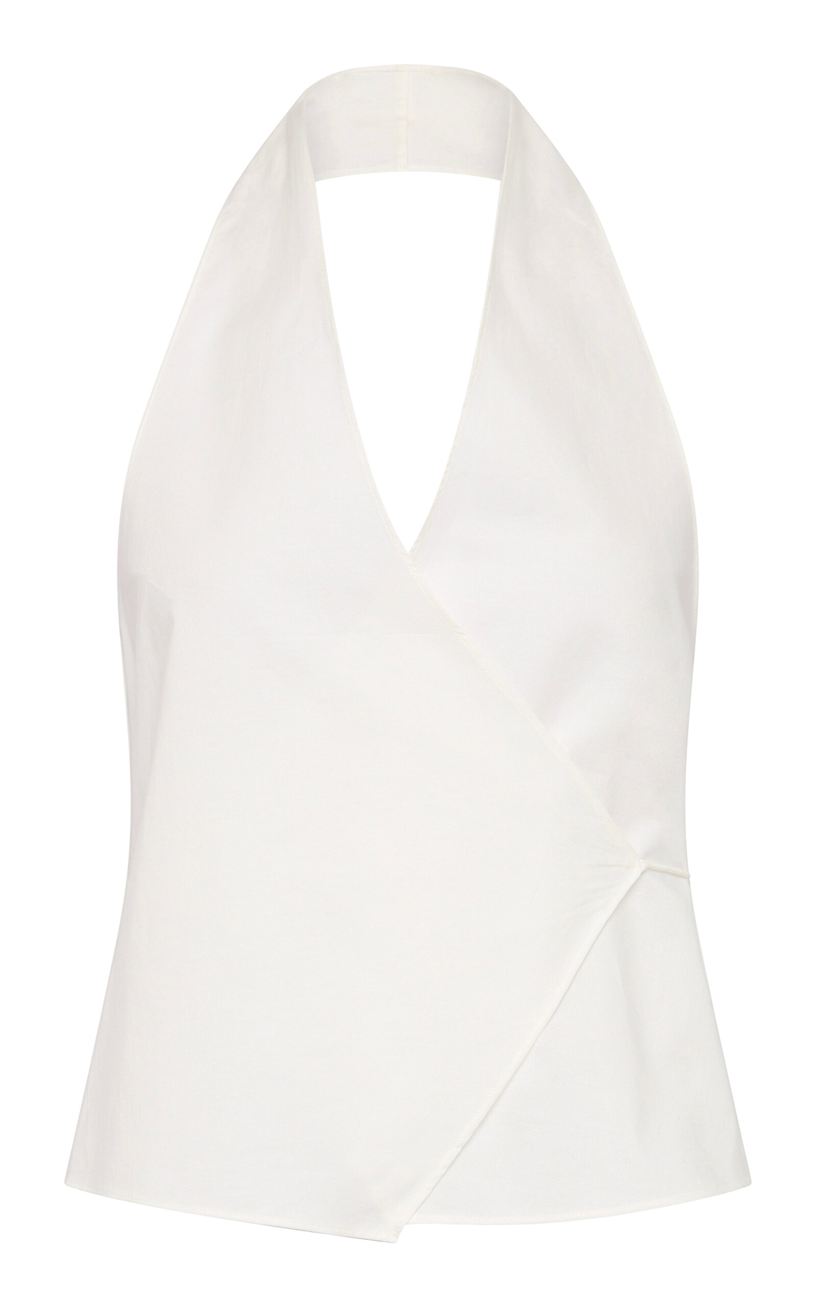 St Agni Oxford Wrap Organic Cotton Halter Top In White