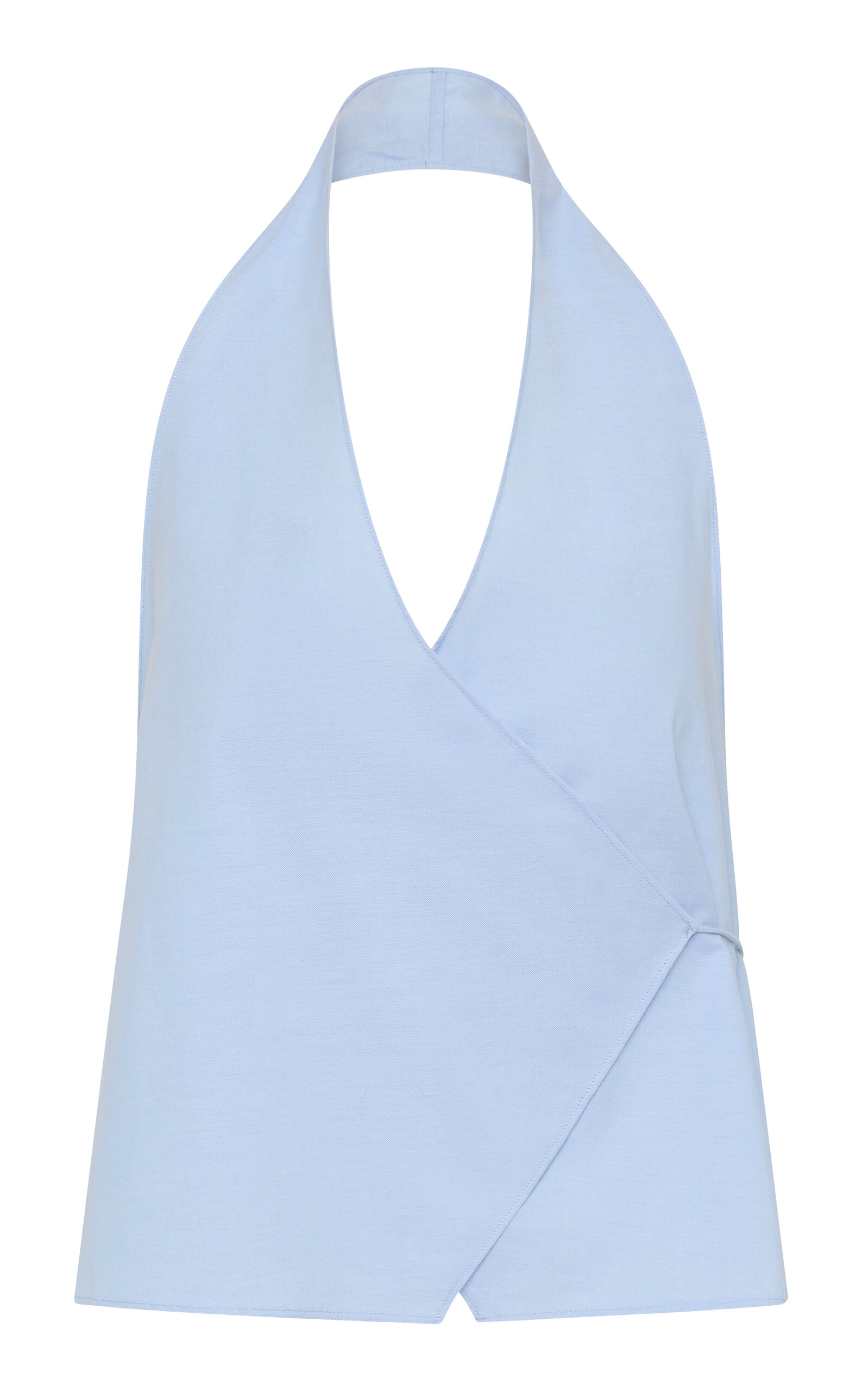 St Agni Oxford Wrap Organic Cotton Halter Top In Blue