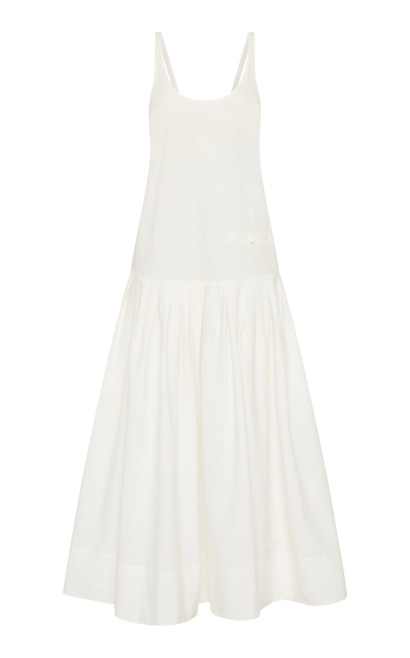 St Agni Pleated Cotton-blend Midi Dress In White