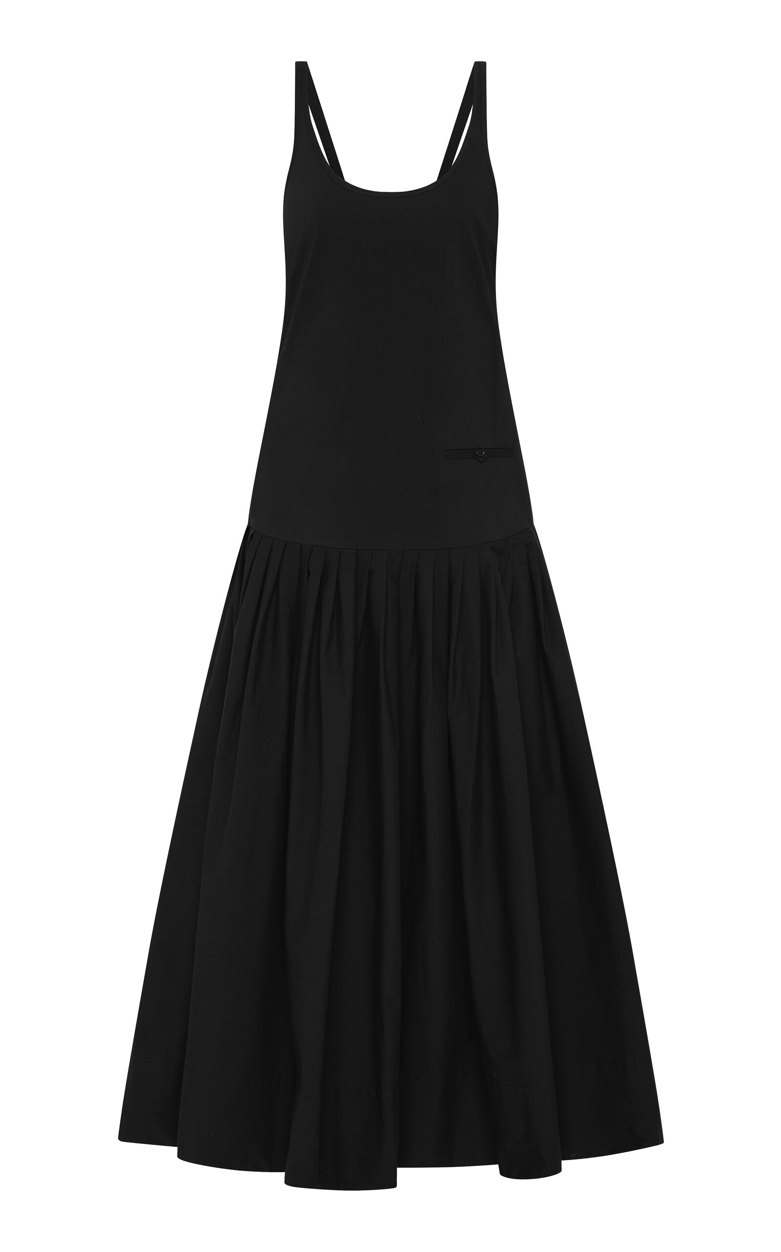 St Agni Pleated Cotton-blend Midi Dress In Black