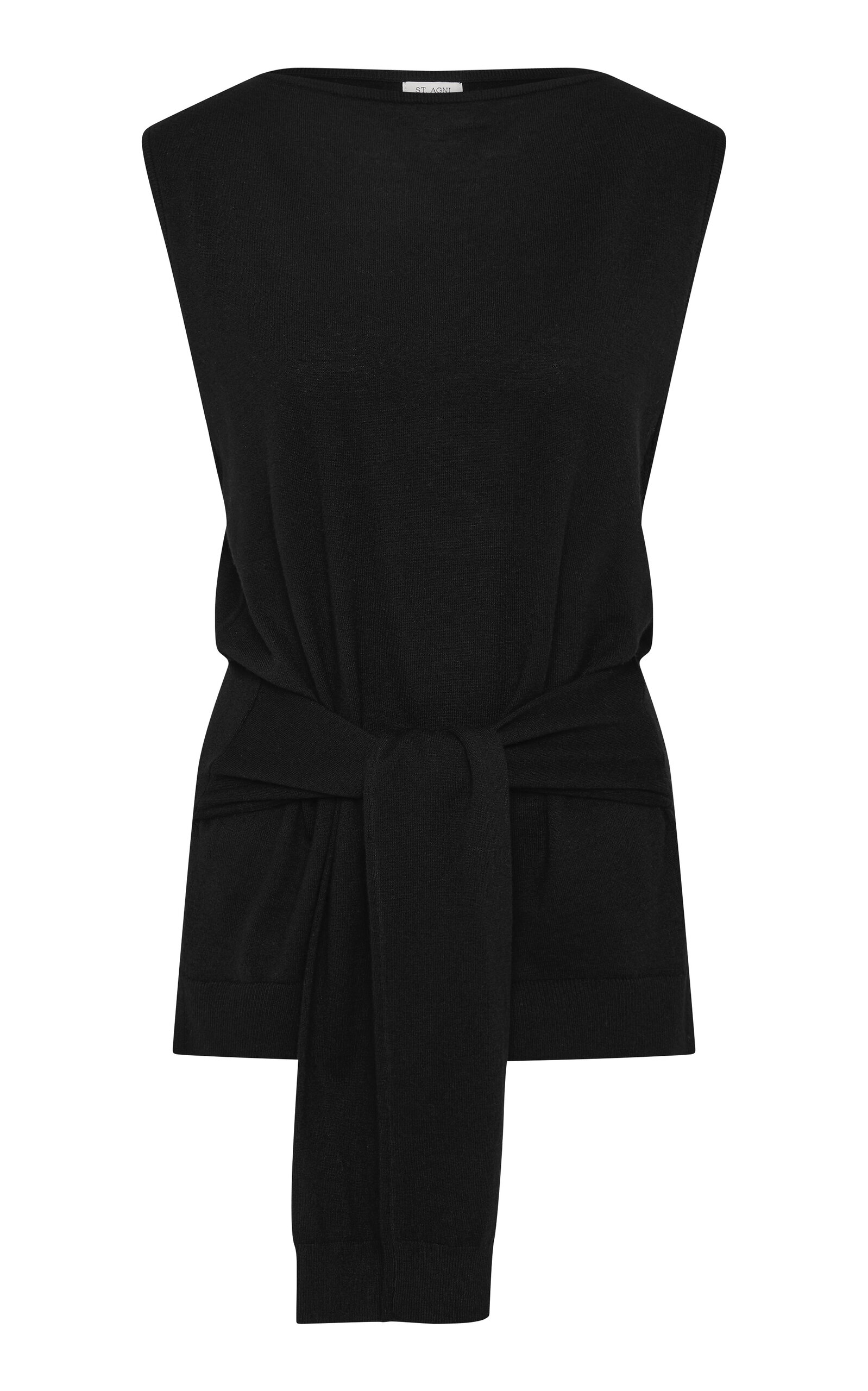 St. Agni Tie-Waist Merino-Wool Top - Black - XS