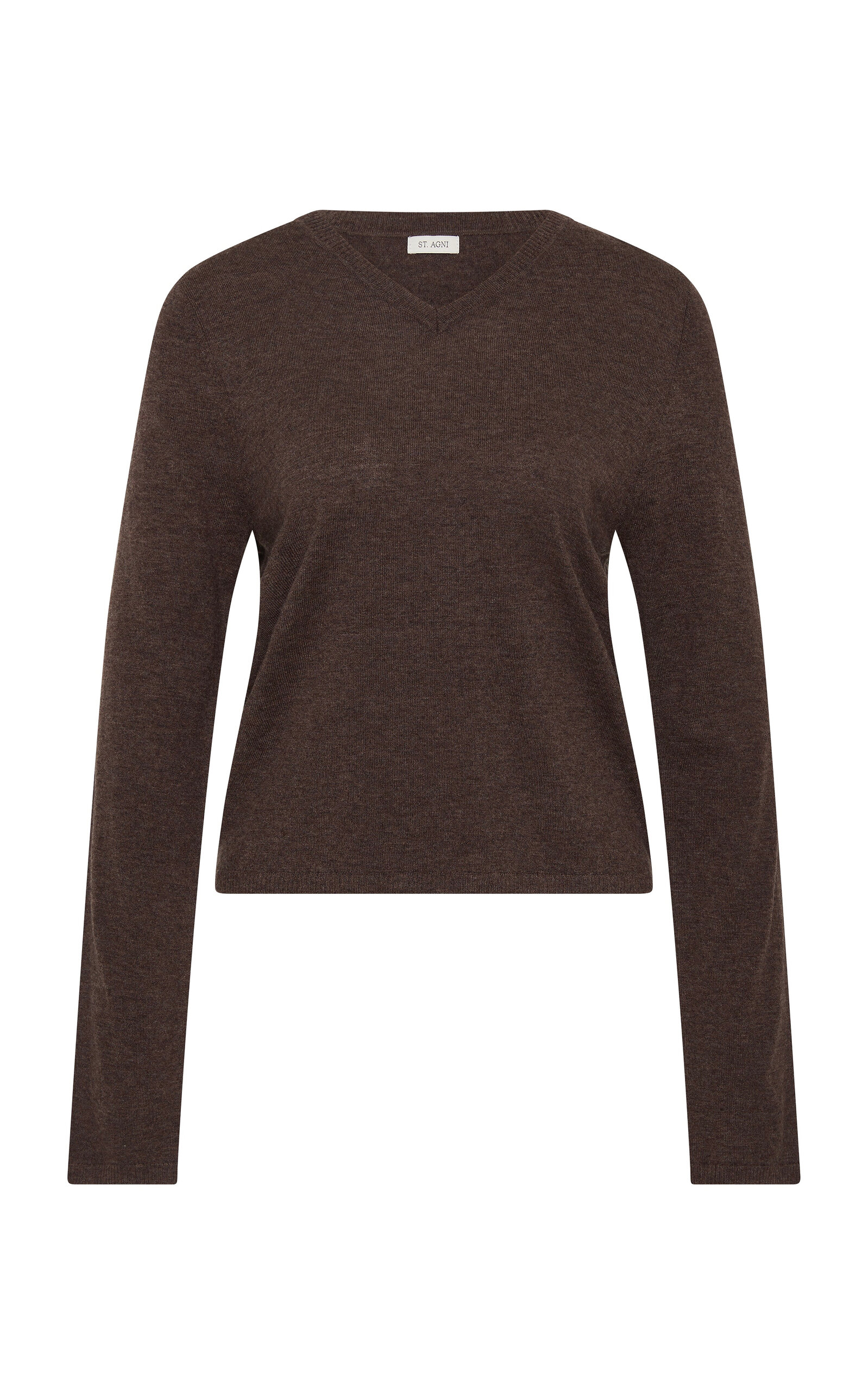 St Agni V-neck Merino-wool Sweater In Brown