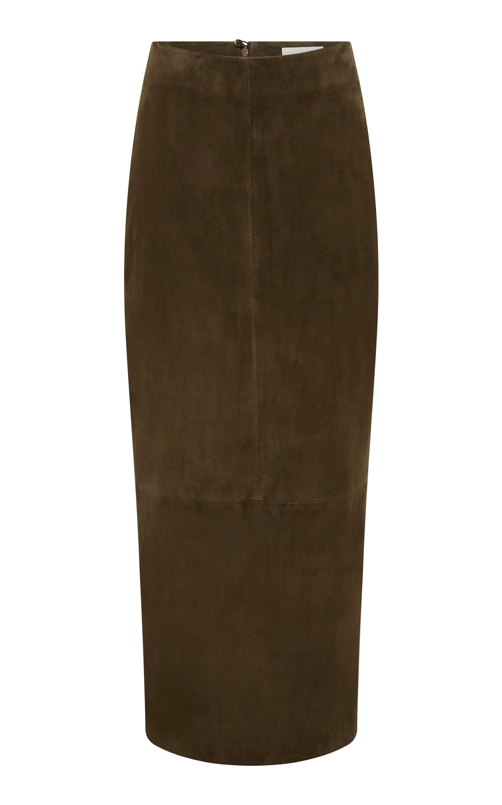 St Agni Low-rise Suede Column Maxi Skirt In Brown