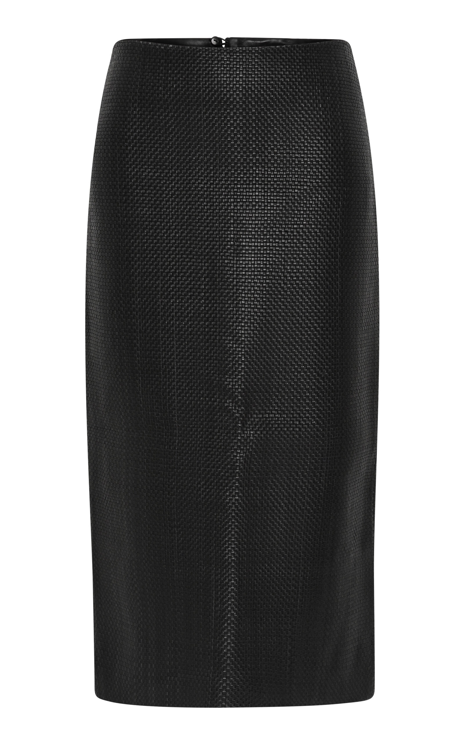 St. Agni Low-Rise Woven Leather Midi Skirt - Black - XXS