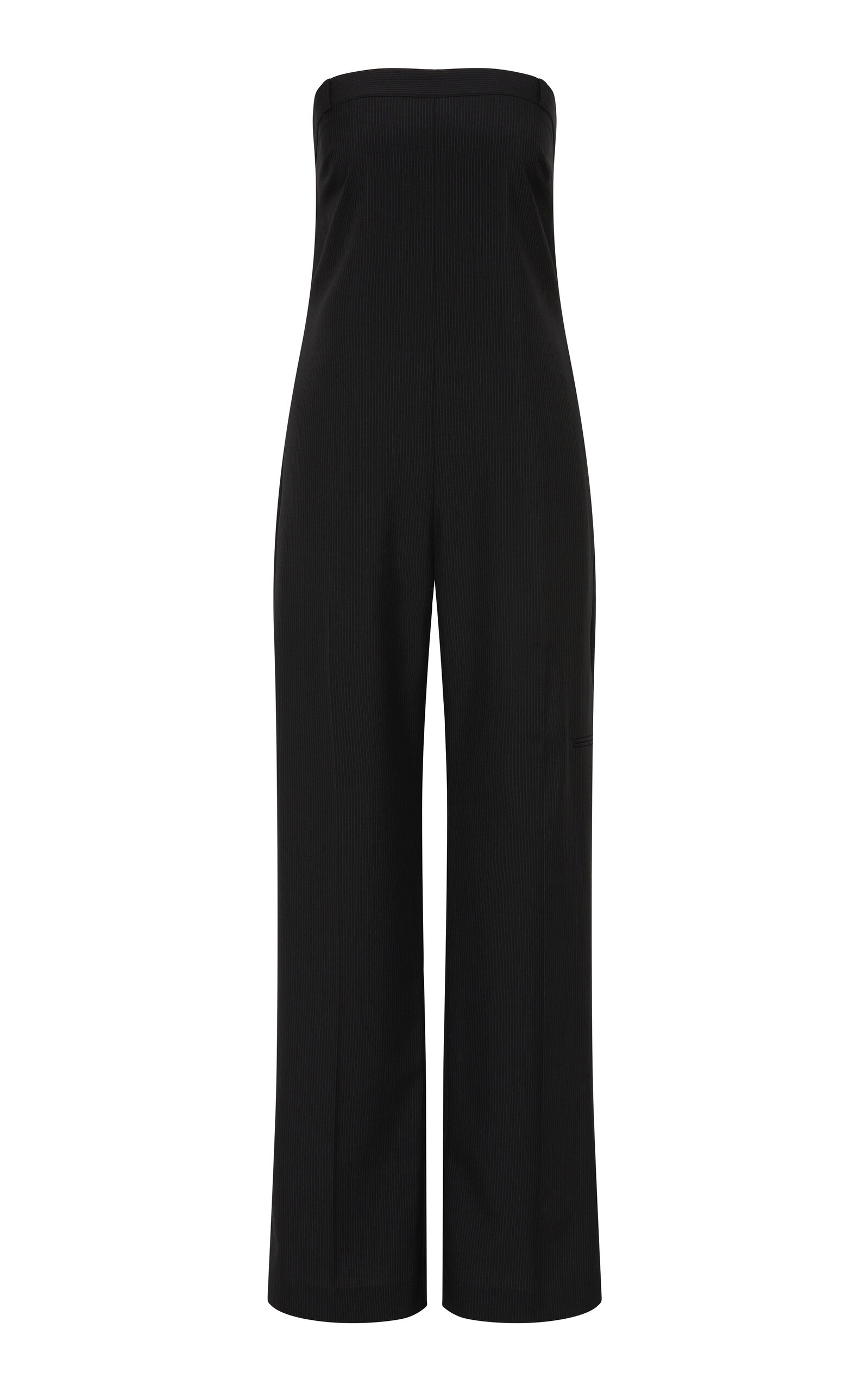 St Agni Deconstructed Pinstripe Wool Jumpsuit In Black