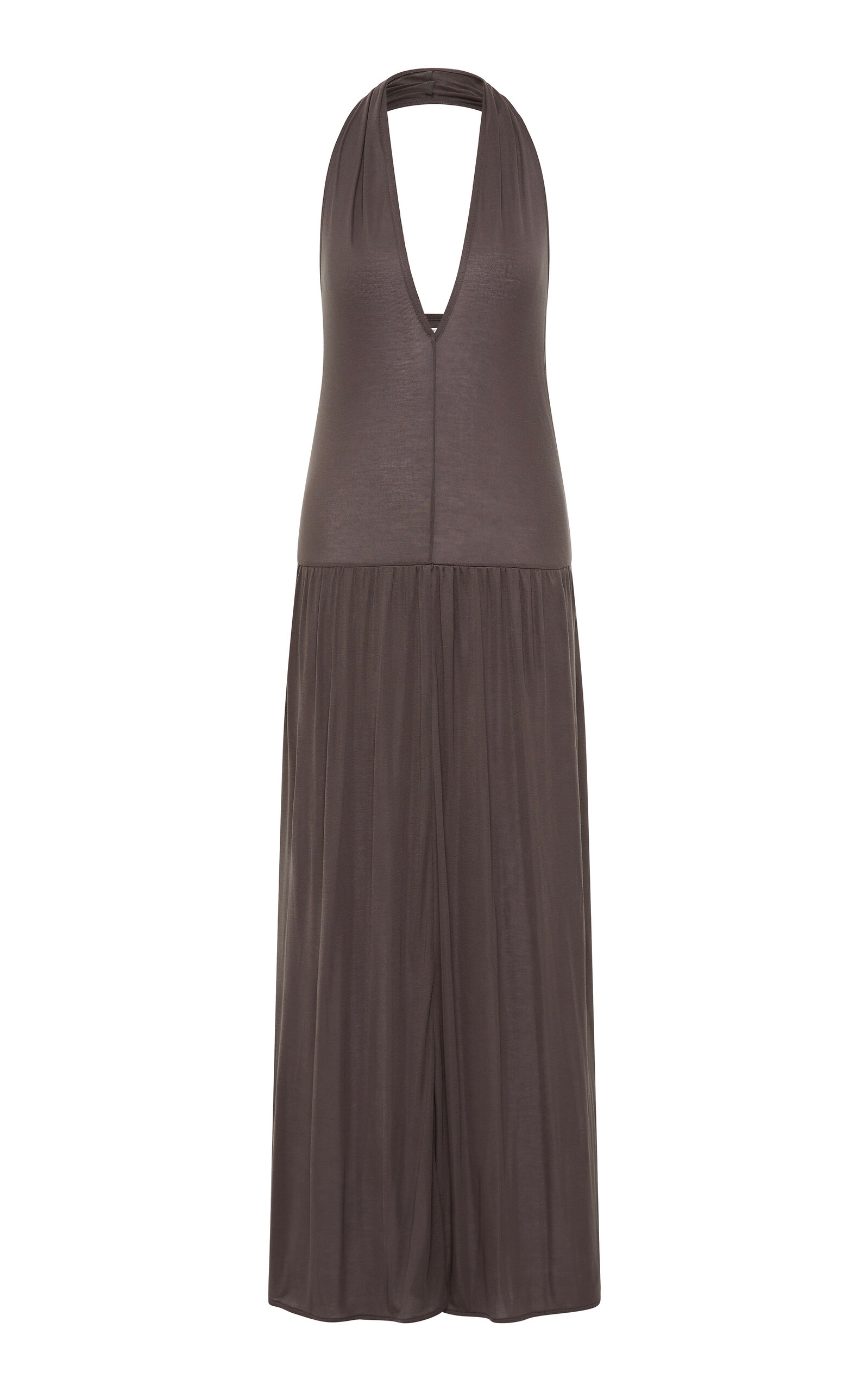 St Agni Fluid Jersey Halter Midi Dress In Brown