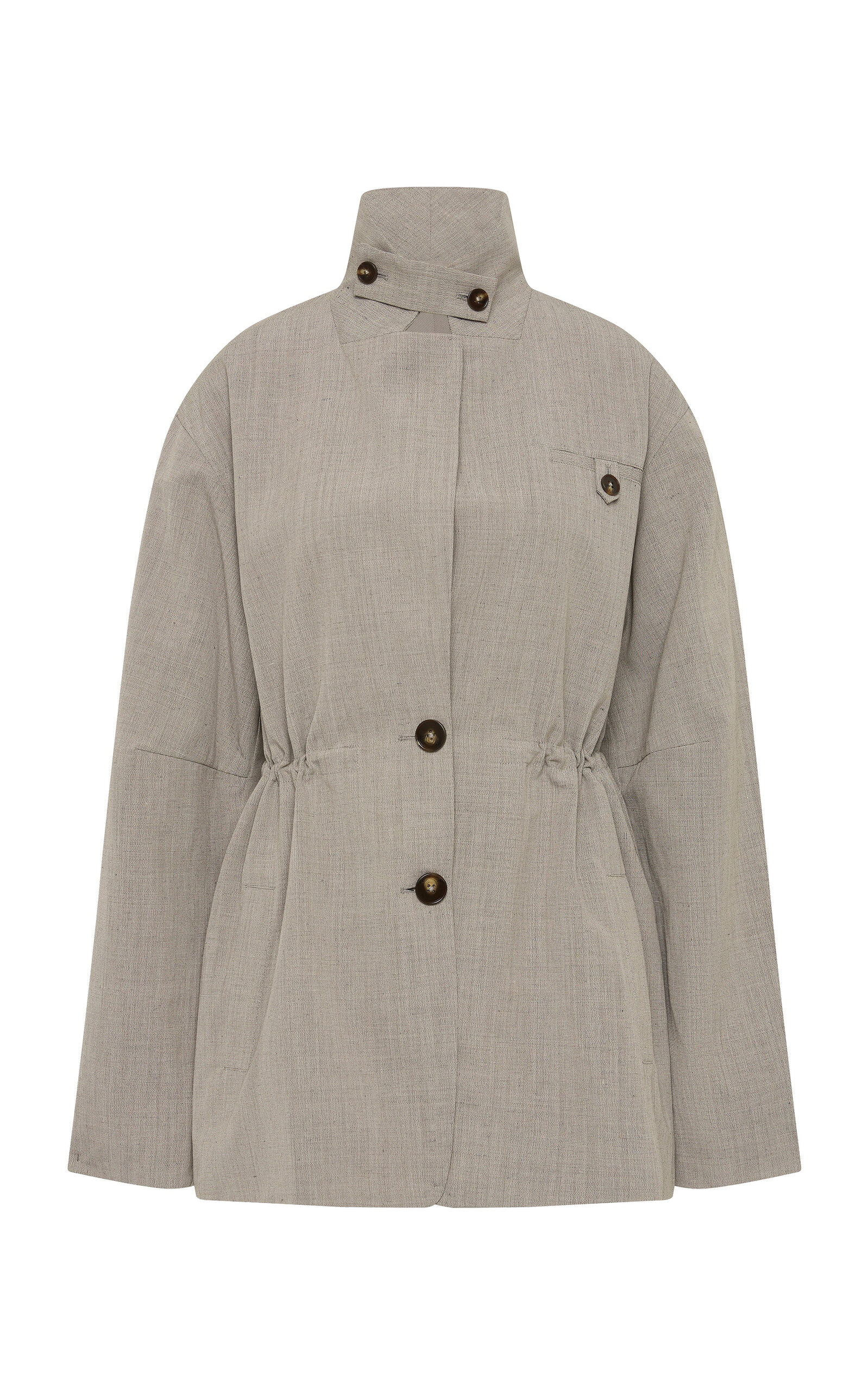 St. Agni Drawstring-Waist Wool-Blend Blazer - Grey