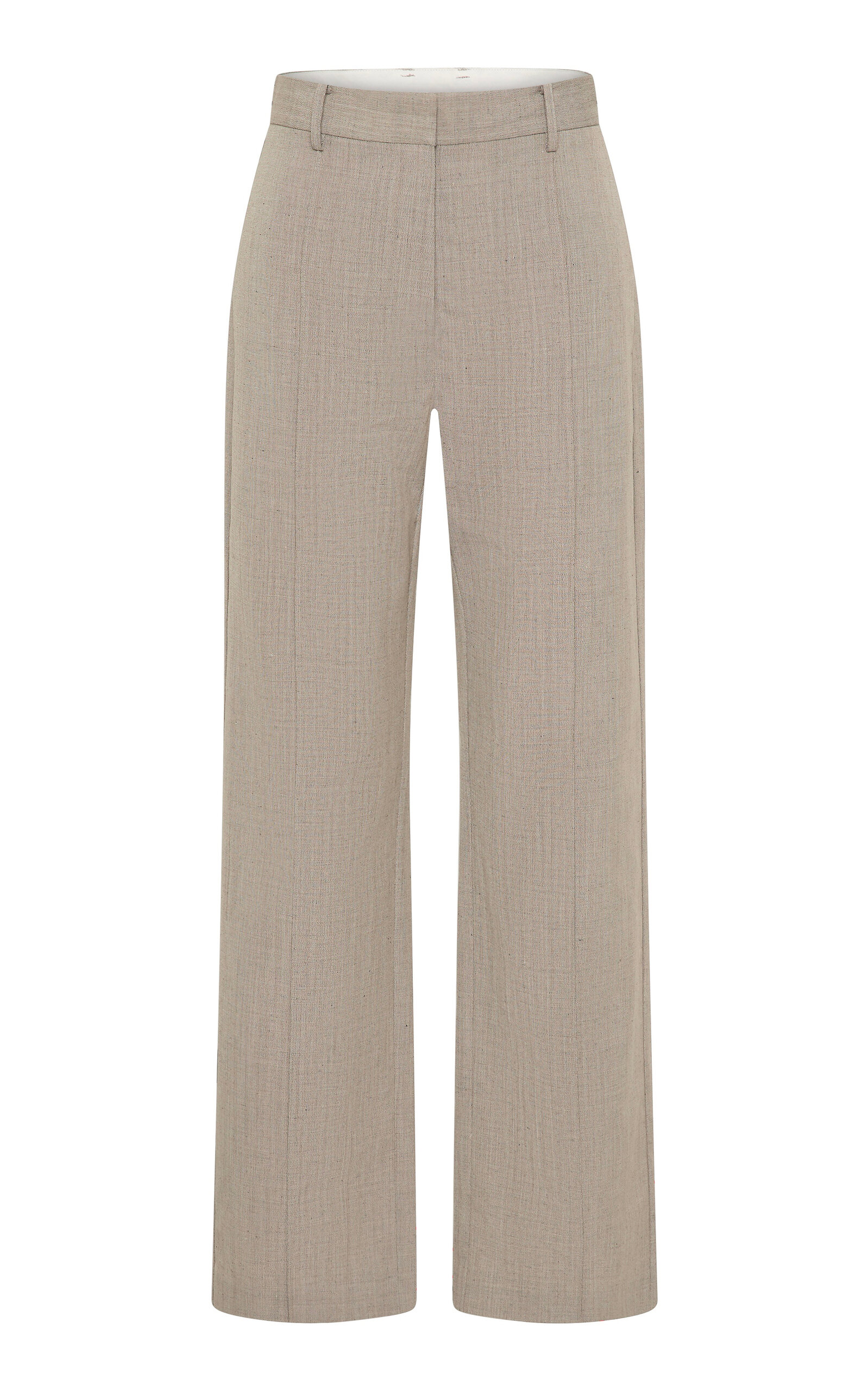 St Agni Classic Pintuck Straight-leg Pants In Neutral