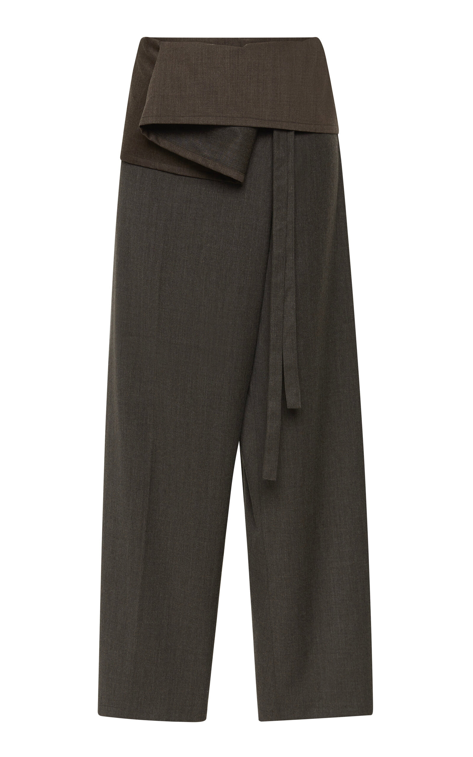 St. Agni Fisherman Wrap-Front Wool-Blend Wide-Leg Pants - Dark Grey - XS
