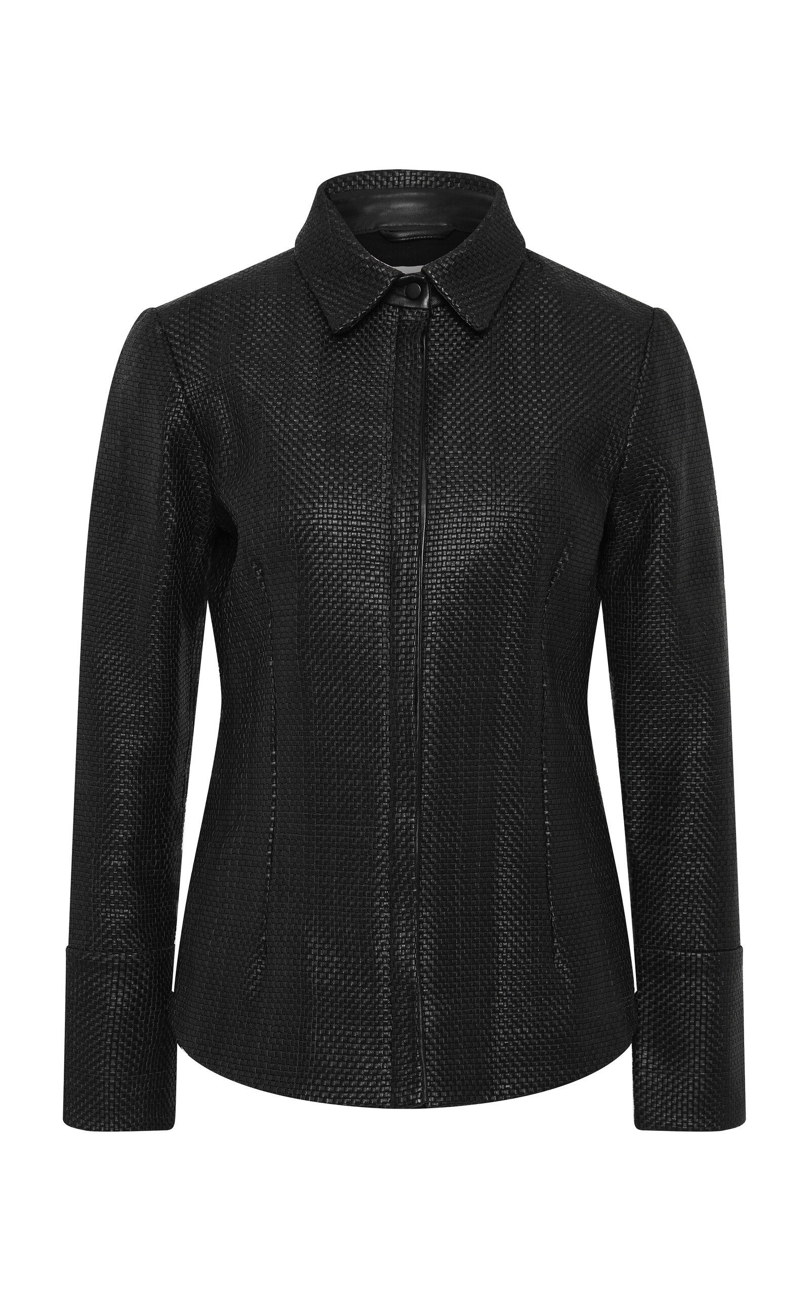 St Agni Woven Leather Shirt In Brown