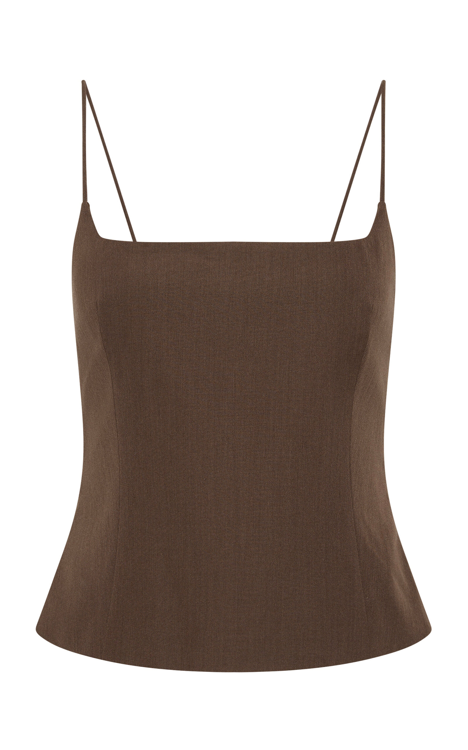 St Agni Square-neck Silk-canvas Cami Top In Brown