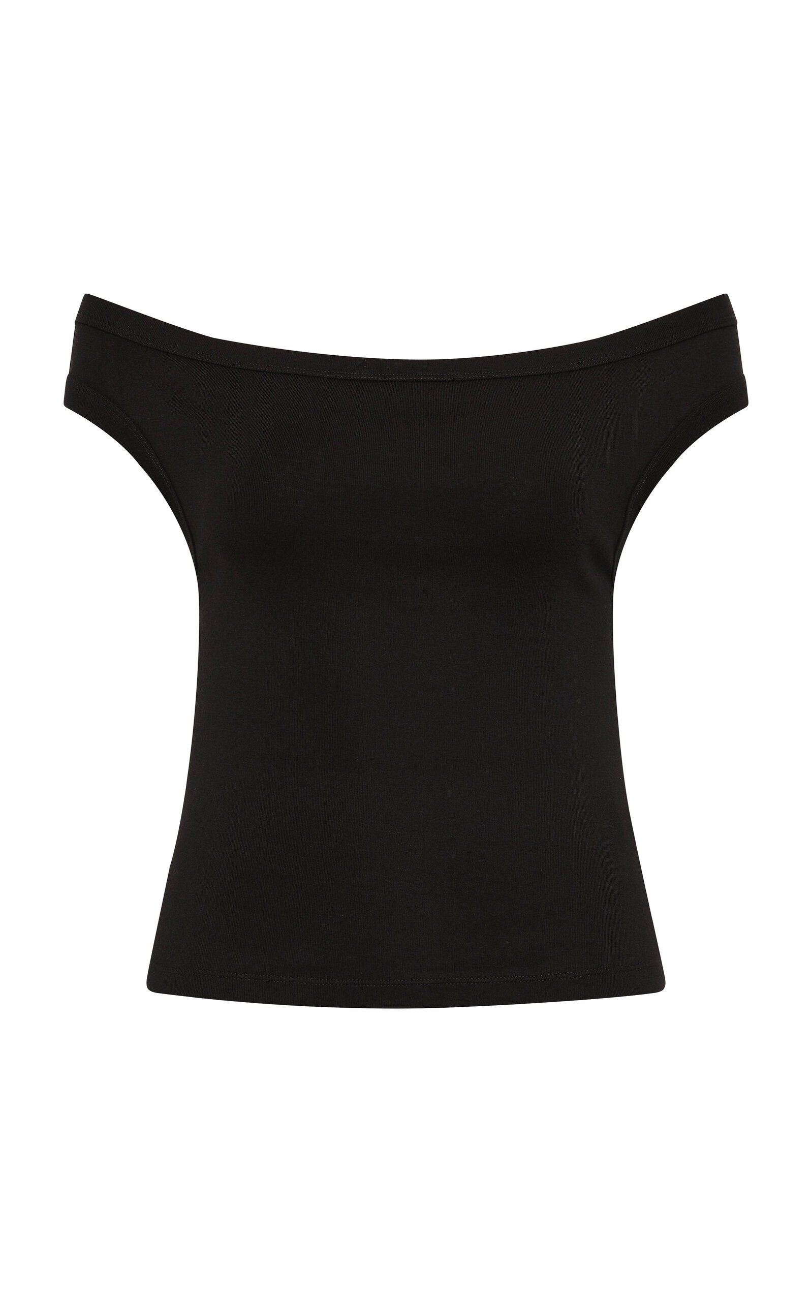 St Agni Off-the-shoulder Organic-cotton Top In Black