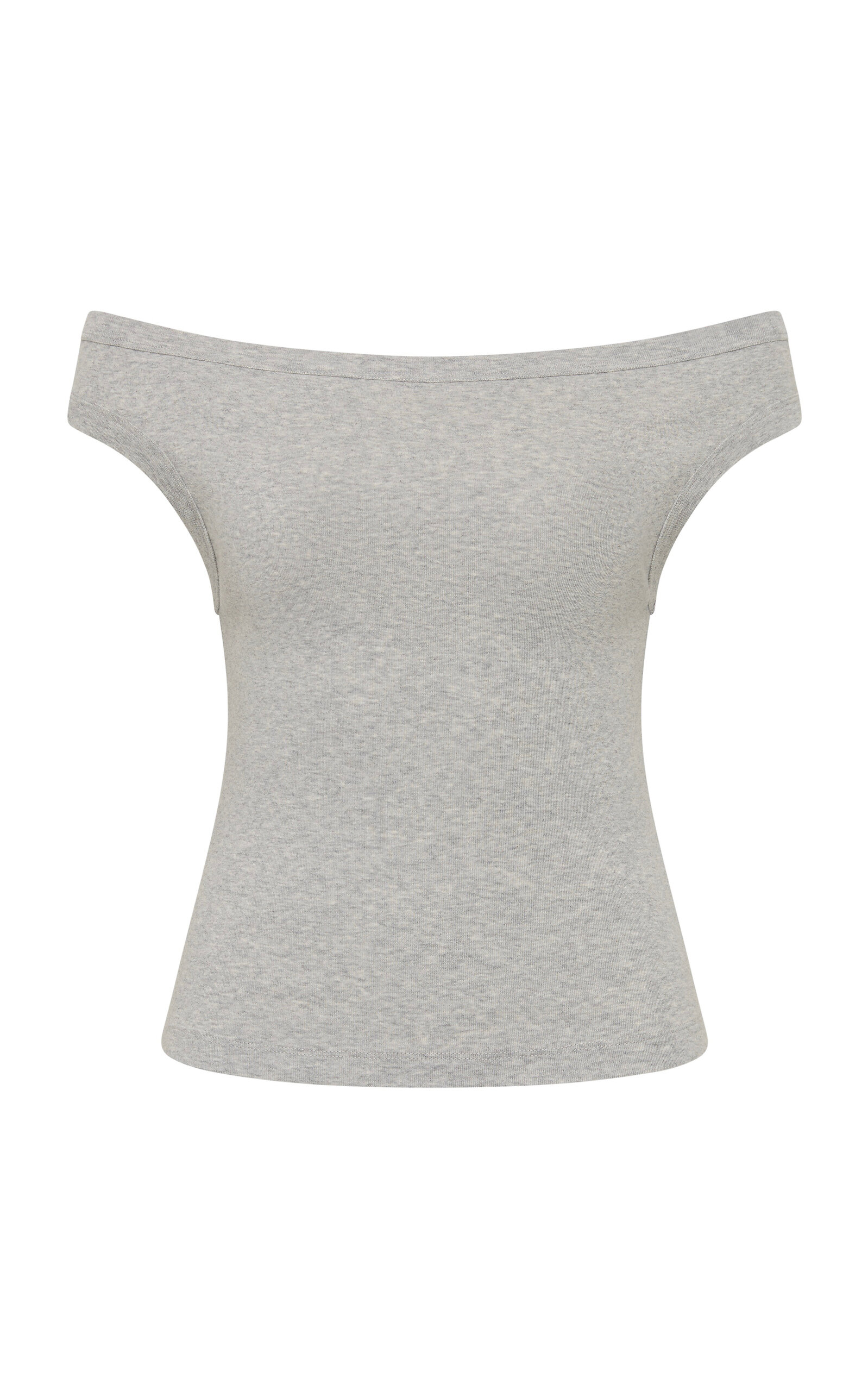 St Agni Off-the-shoulder Organic-cotton Top In Gray