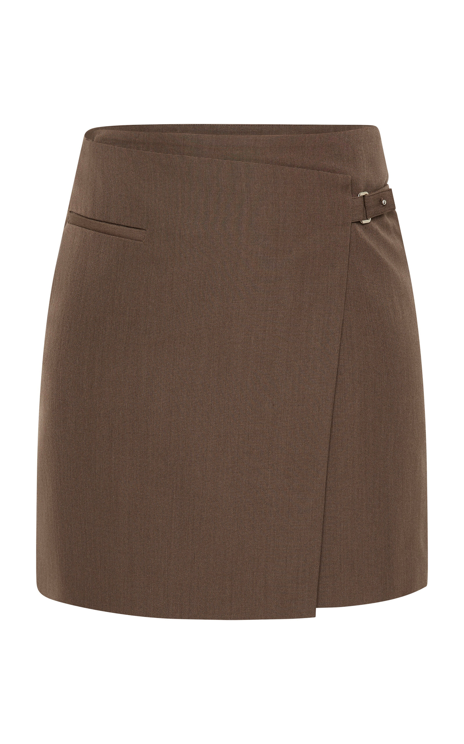 St. Agni Wrap-Front Wool-Silk Canvas Mini Skirt