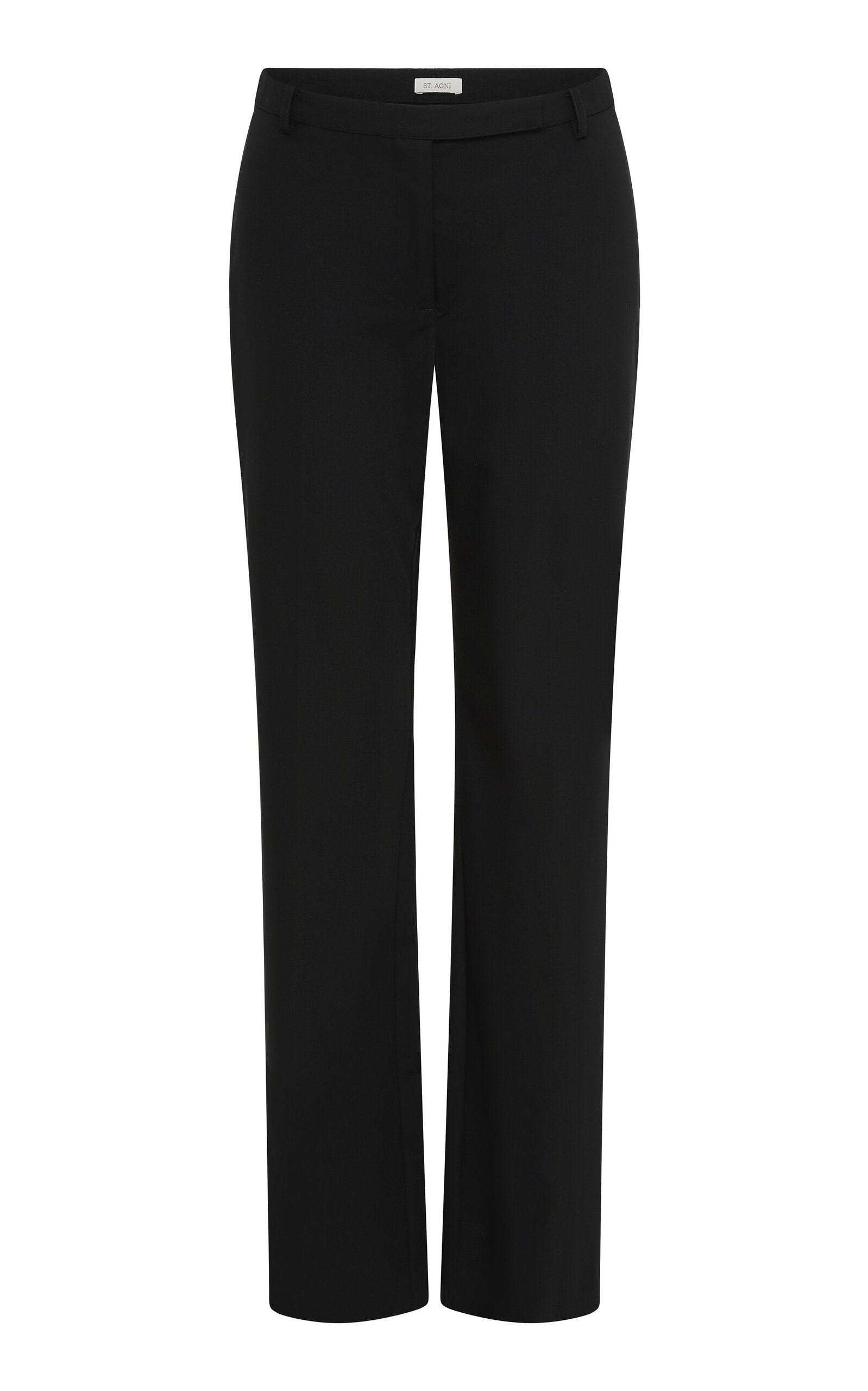 St Agni 90s Low-rise Wool Straight-leg Pants In Black