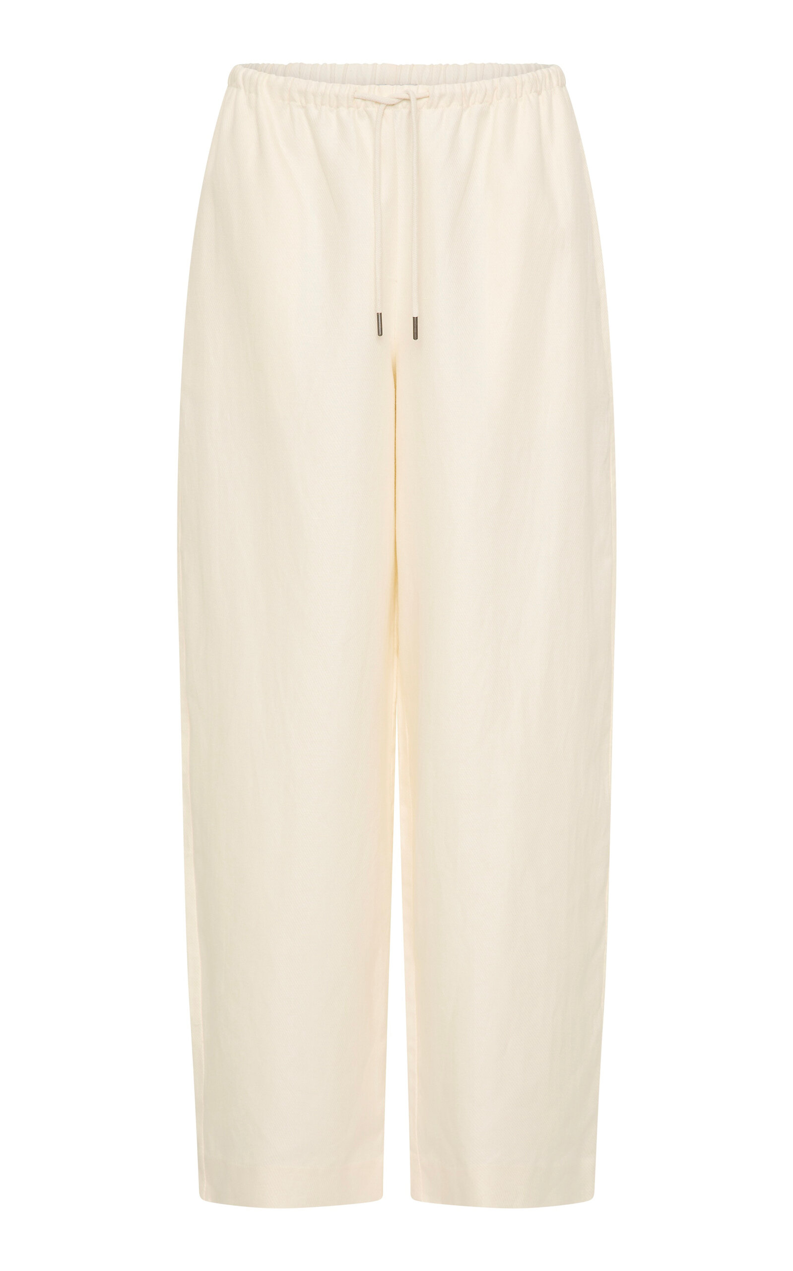 St. Agni Relaxed Cotton-Linen Straight-Leg Pants - Ivory
