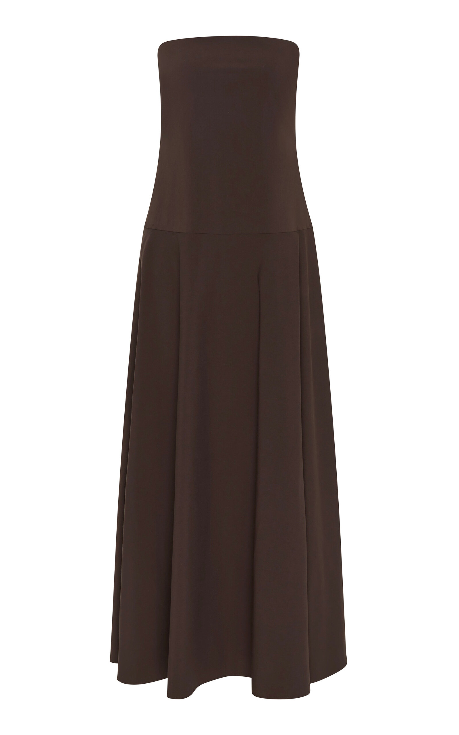 St Agni Strapless Cotton-blend Maxi Dress In Brown