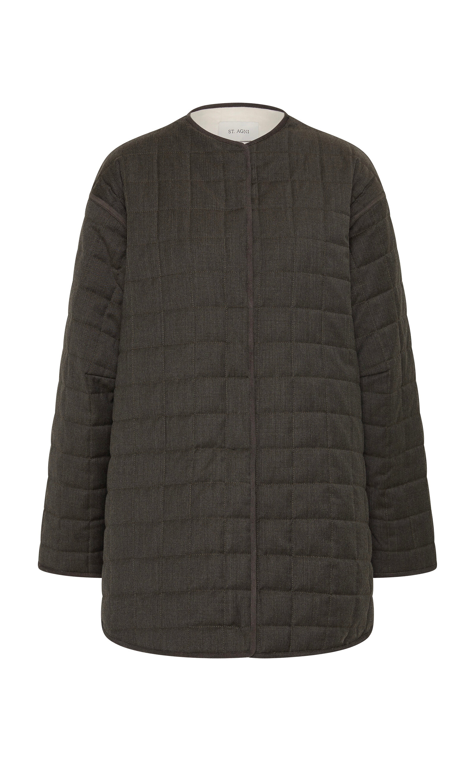 St Agni Quilted Wool-blend Jacket In Brown