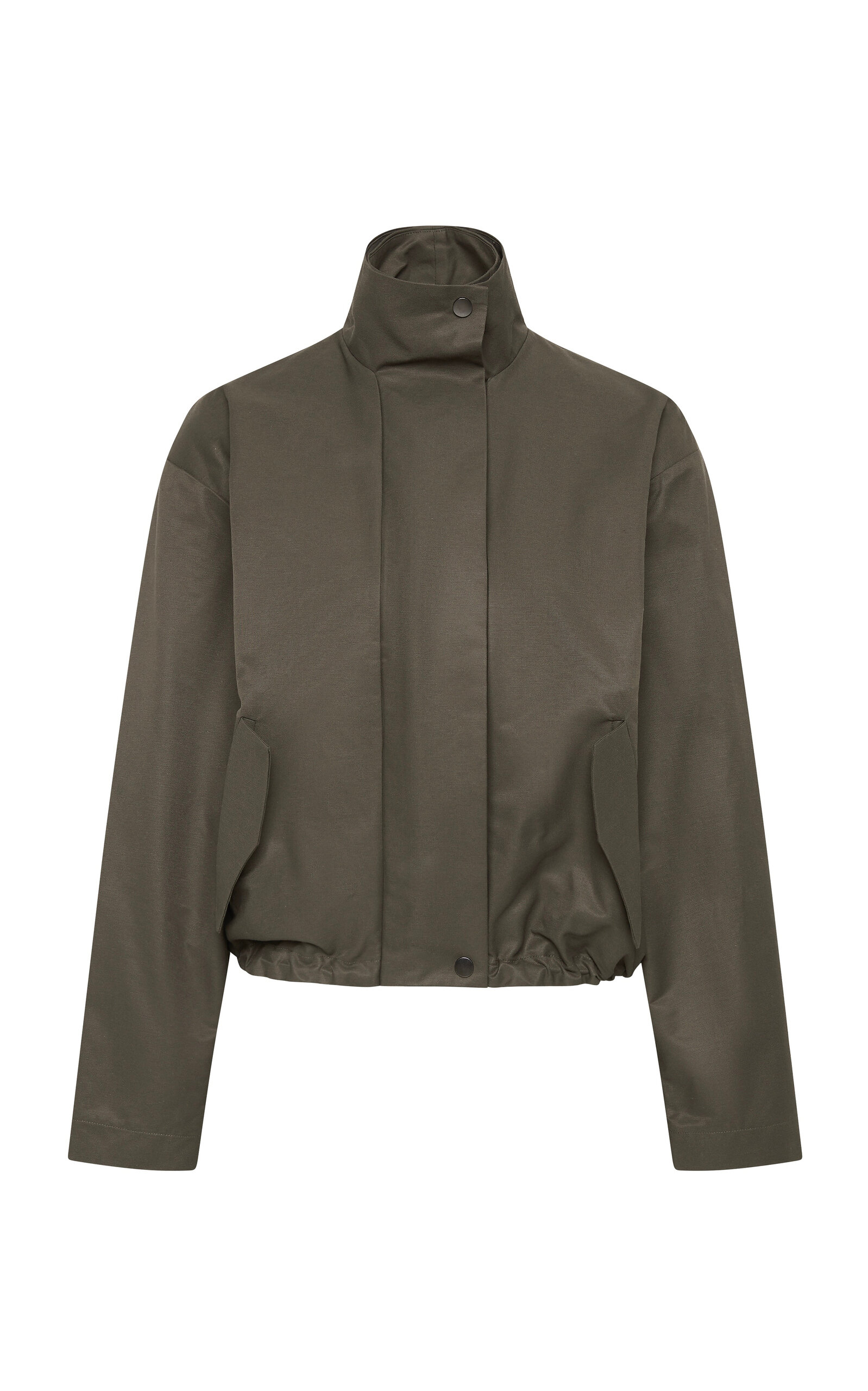 St. Agni Stand-Collar Cotton-Blend Flight Jacket - Olive - XS - Women's Clothing