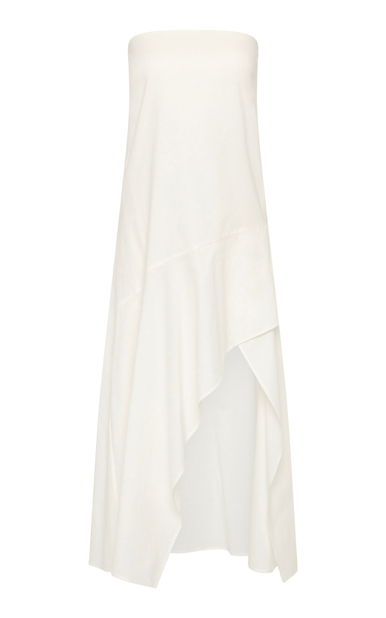 St. Agni Oxford Strapless Organic-Cotton Midi Dress - White