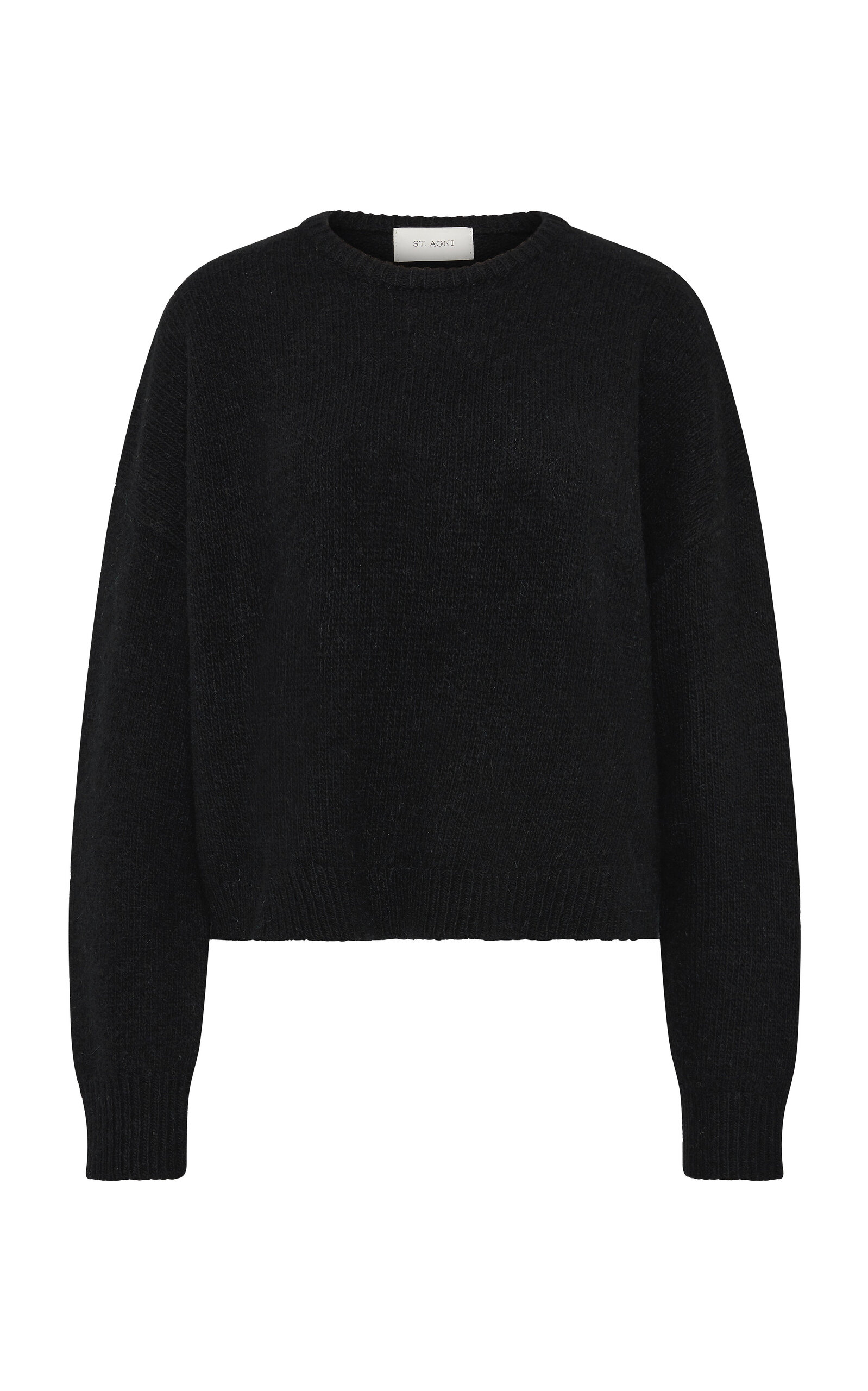 St. Agni Cropped Wool-Linen Sweater - Black - XS/S