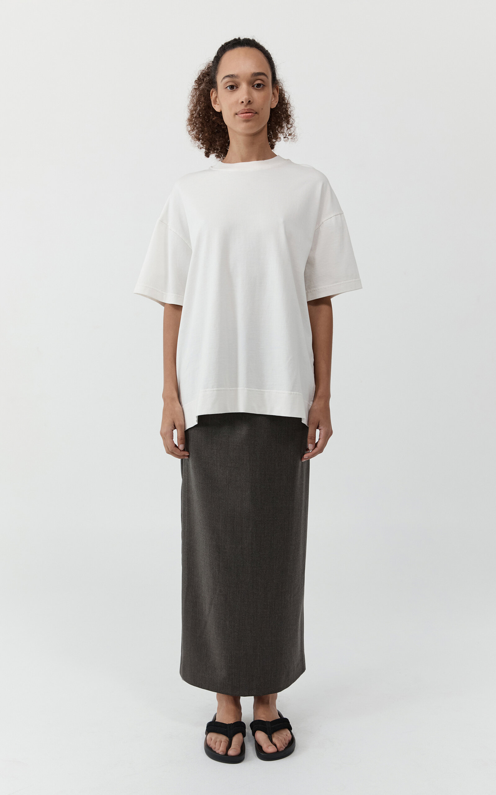 St Agni Everyday Low-rise Wool-blend Maxi Skirt In Gray