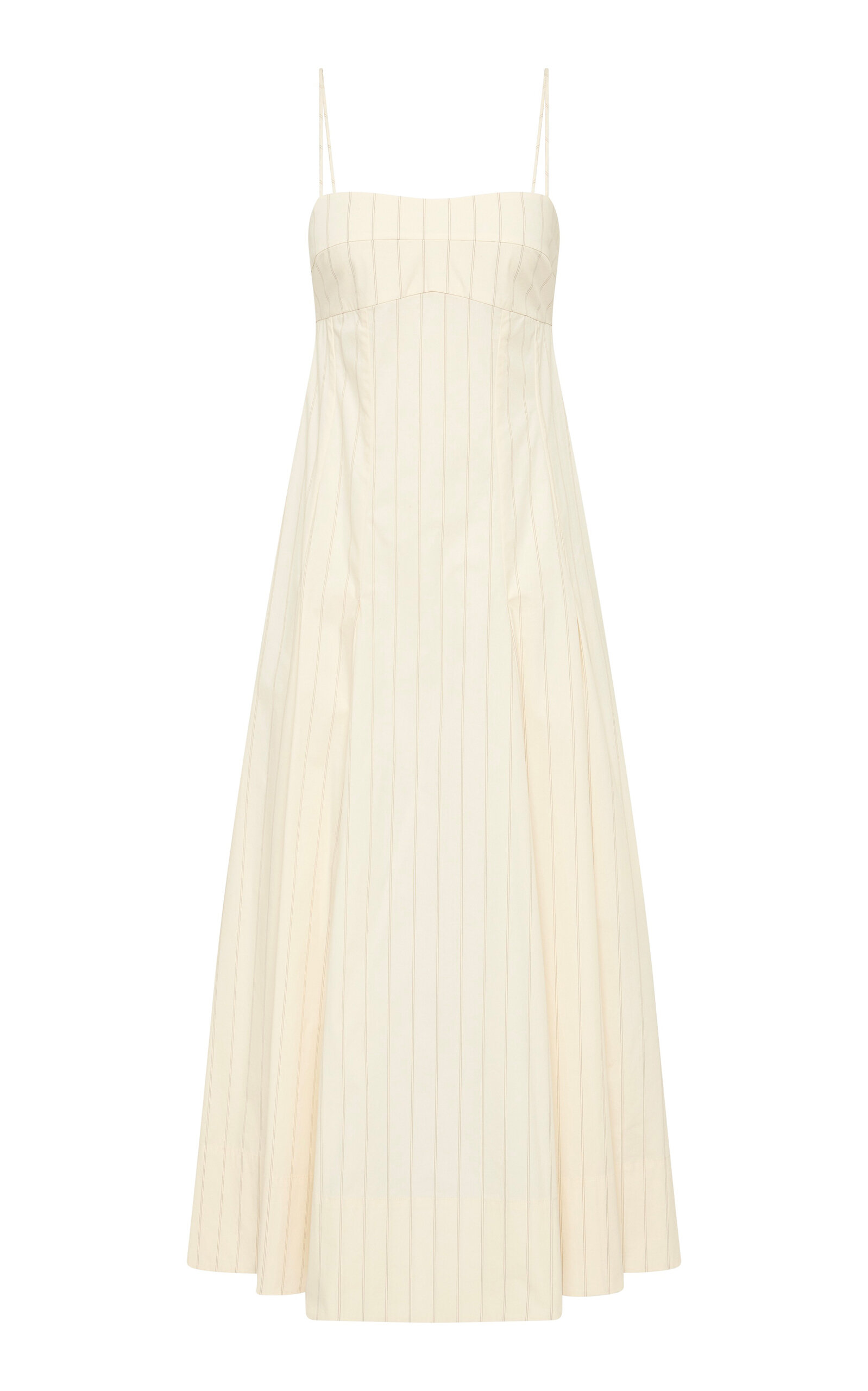 St Agni Everyday Pleated Cotton-blend Midi Dress In Neutral