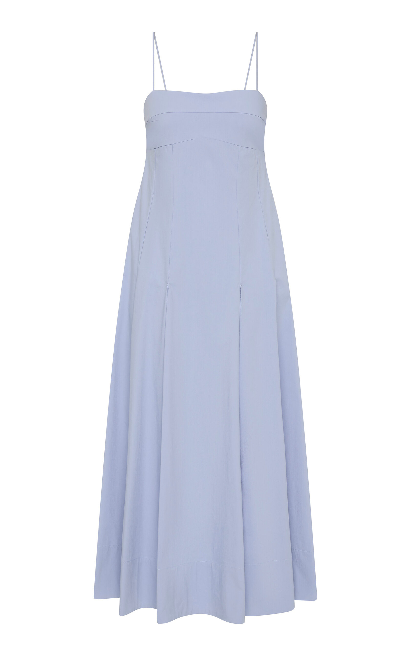 St Agni Everyday Pleated Cotton-blend Midi Dress In Blue