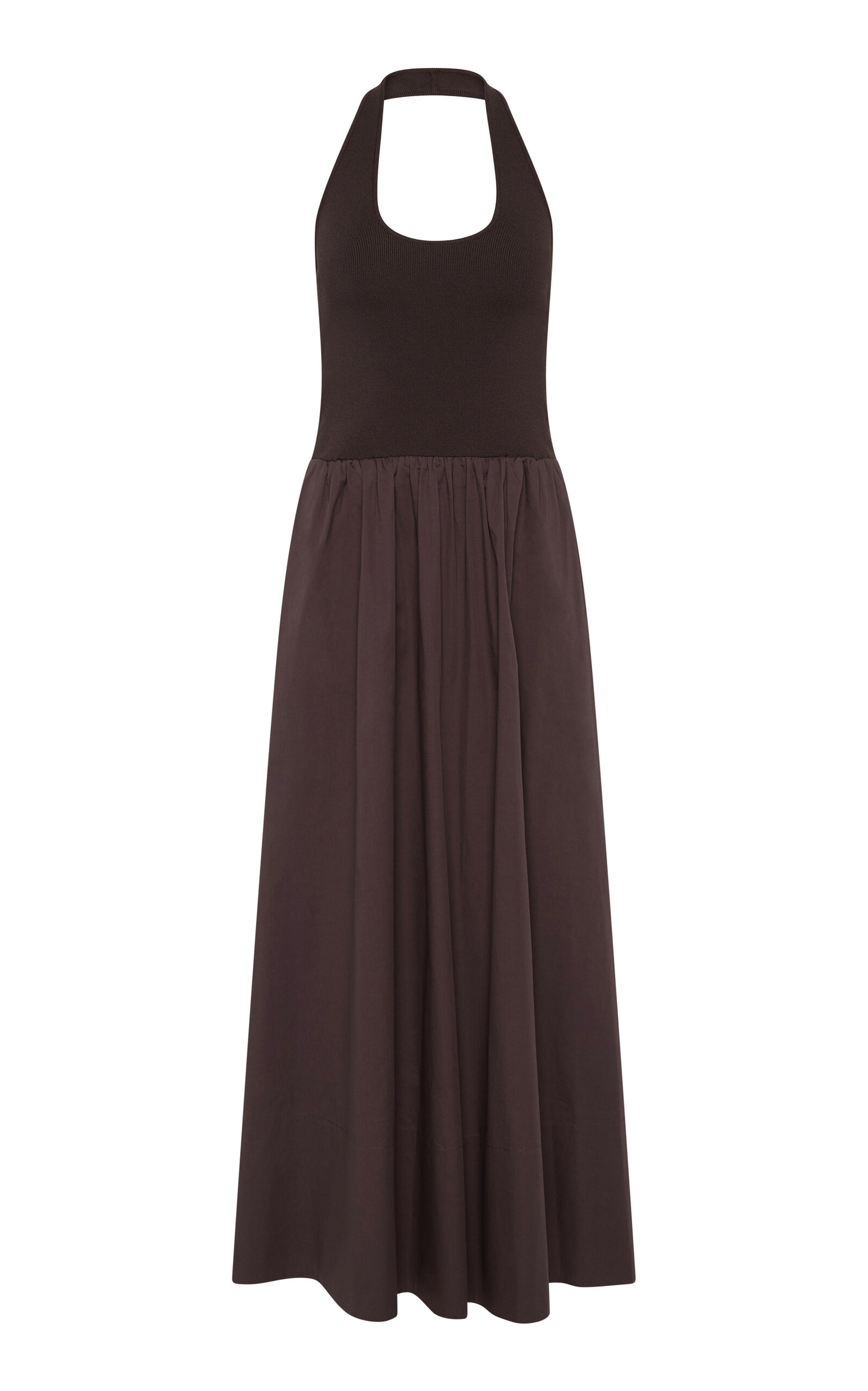 St Agni Gathered Halter Maxi Dress In Brown