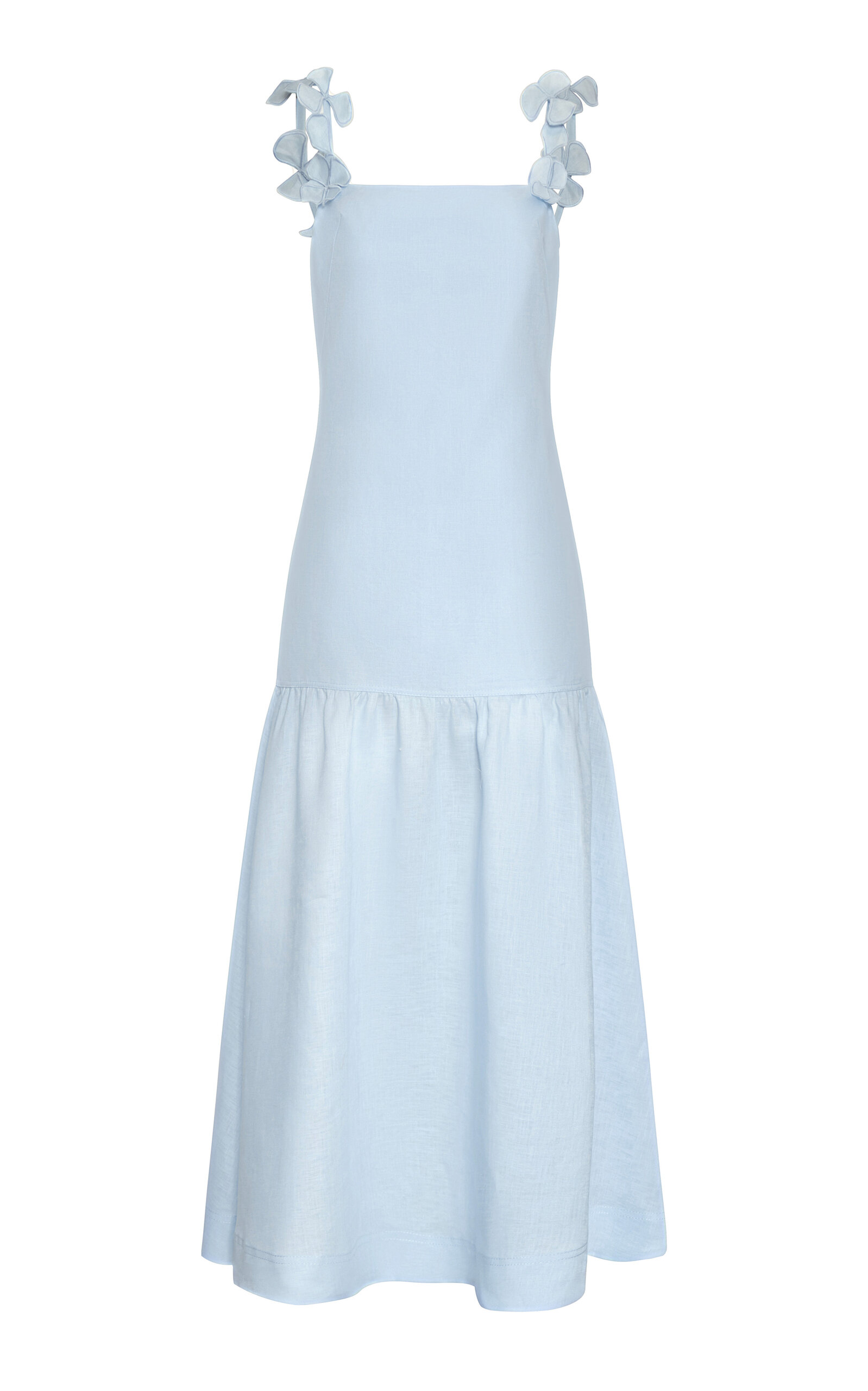 Andres Otalora Benditas Embellished Linen Maxi Dress - Light Blue
