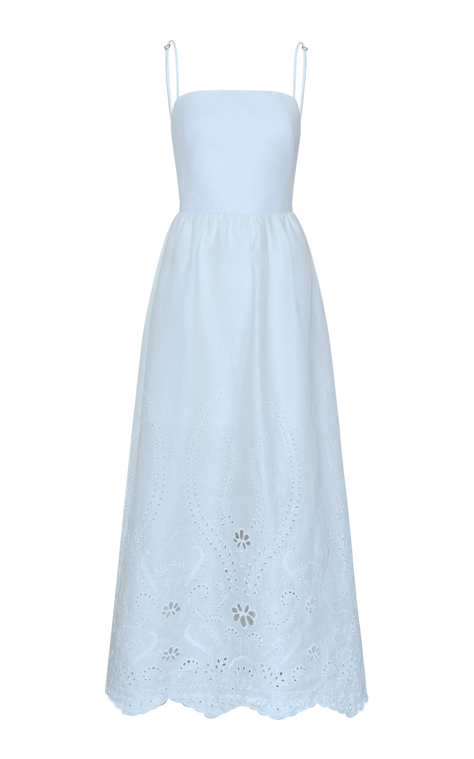 Andres Otalora Y tu Voz Embroidered Linen Maxi Dress - Light Blue