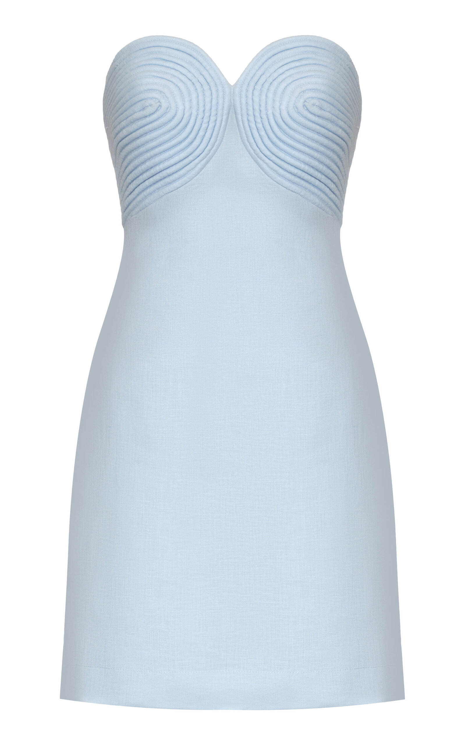 Andres Otalora Amari Ama Embellished Linen Mini Dress - Light Blue