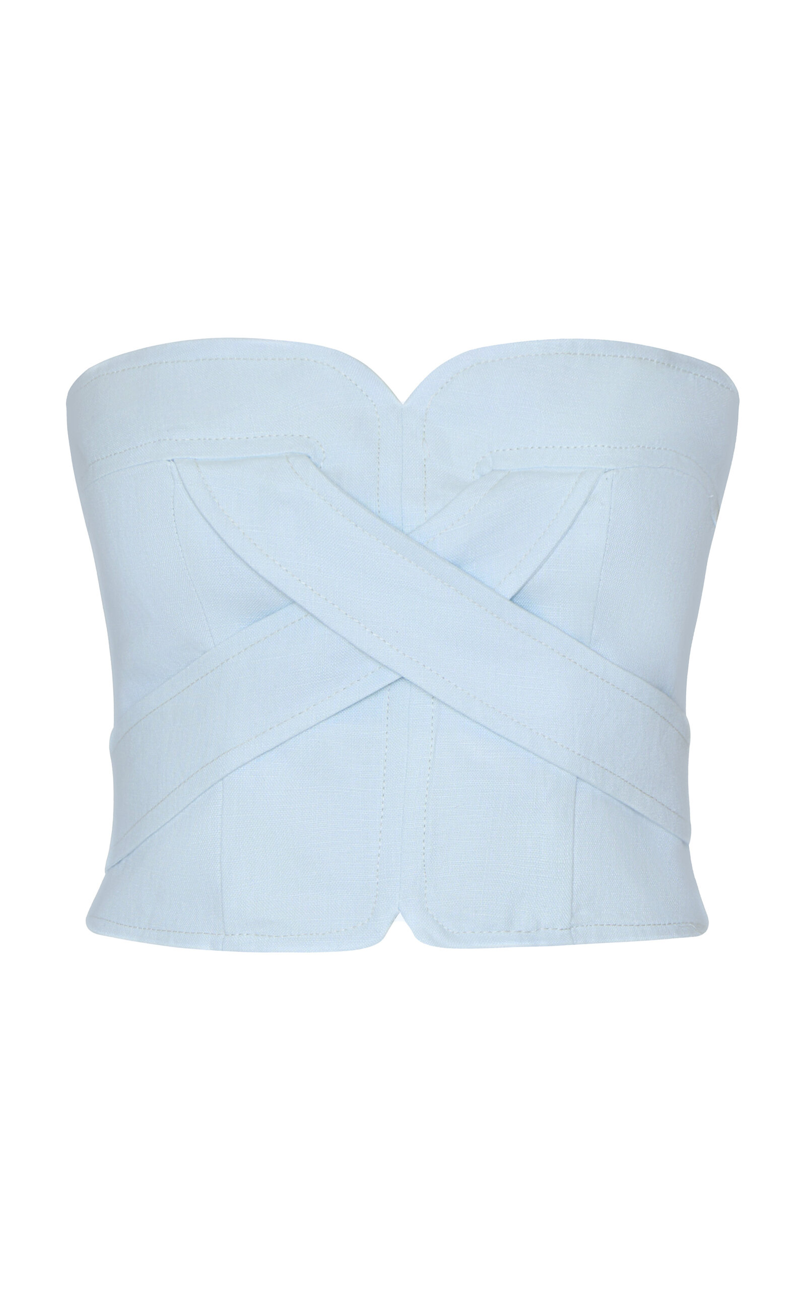 Andres Otalora Sea Incierto Crossover Linen Top In Blue