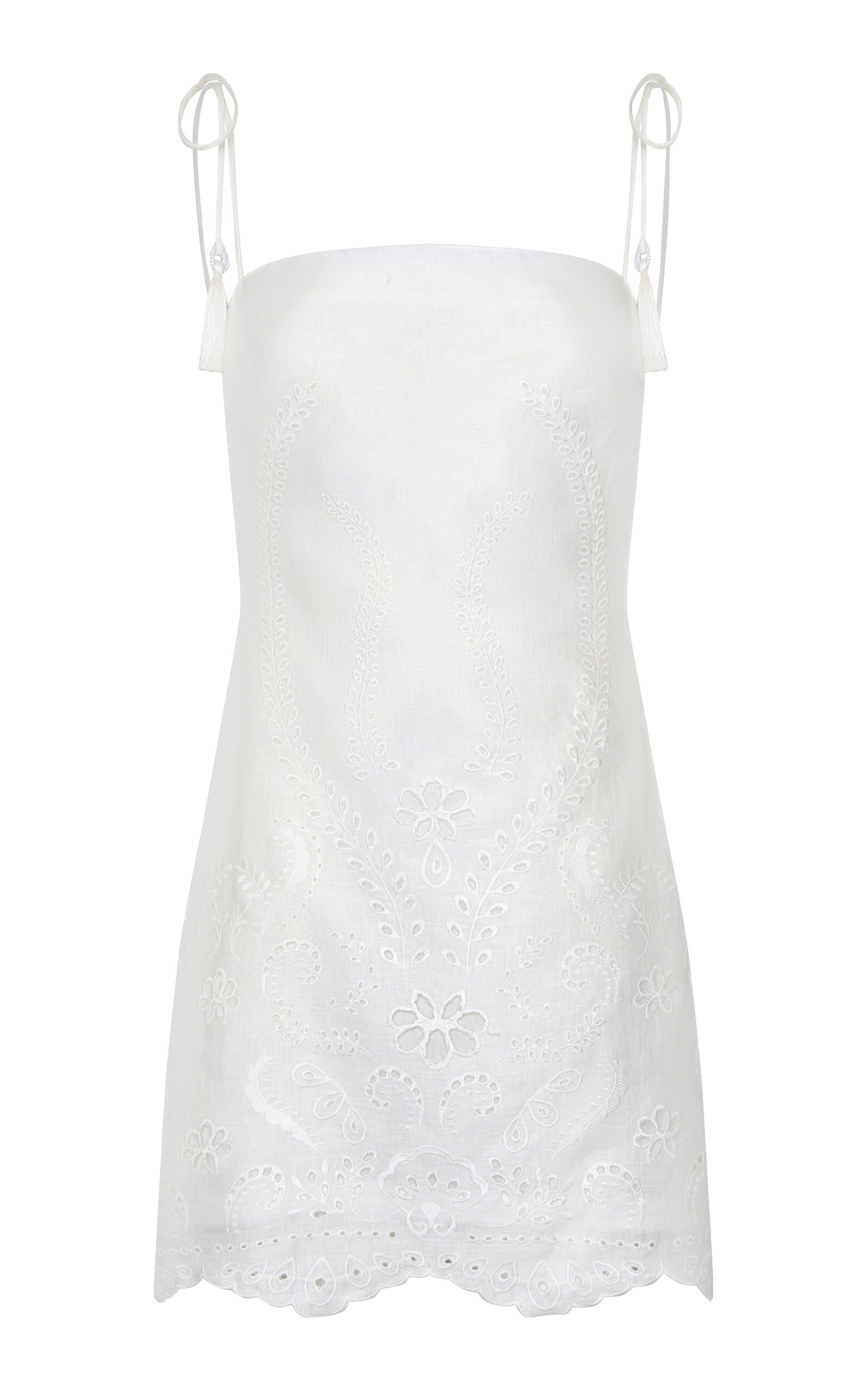 Andres Otalora Luz Nace Eyelet Linen Mini Dress In White