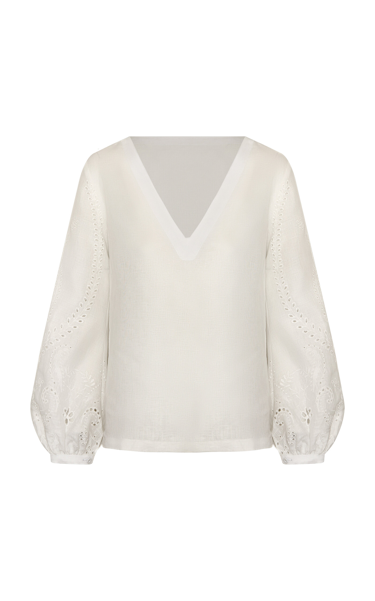 Andres Otalora Una Vista Eyelet Linen Top In White