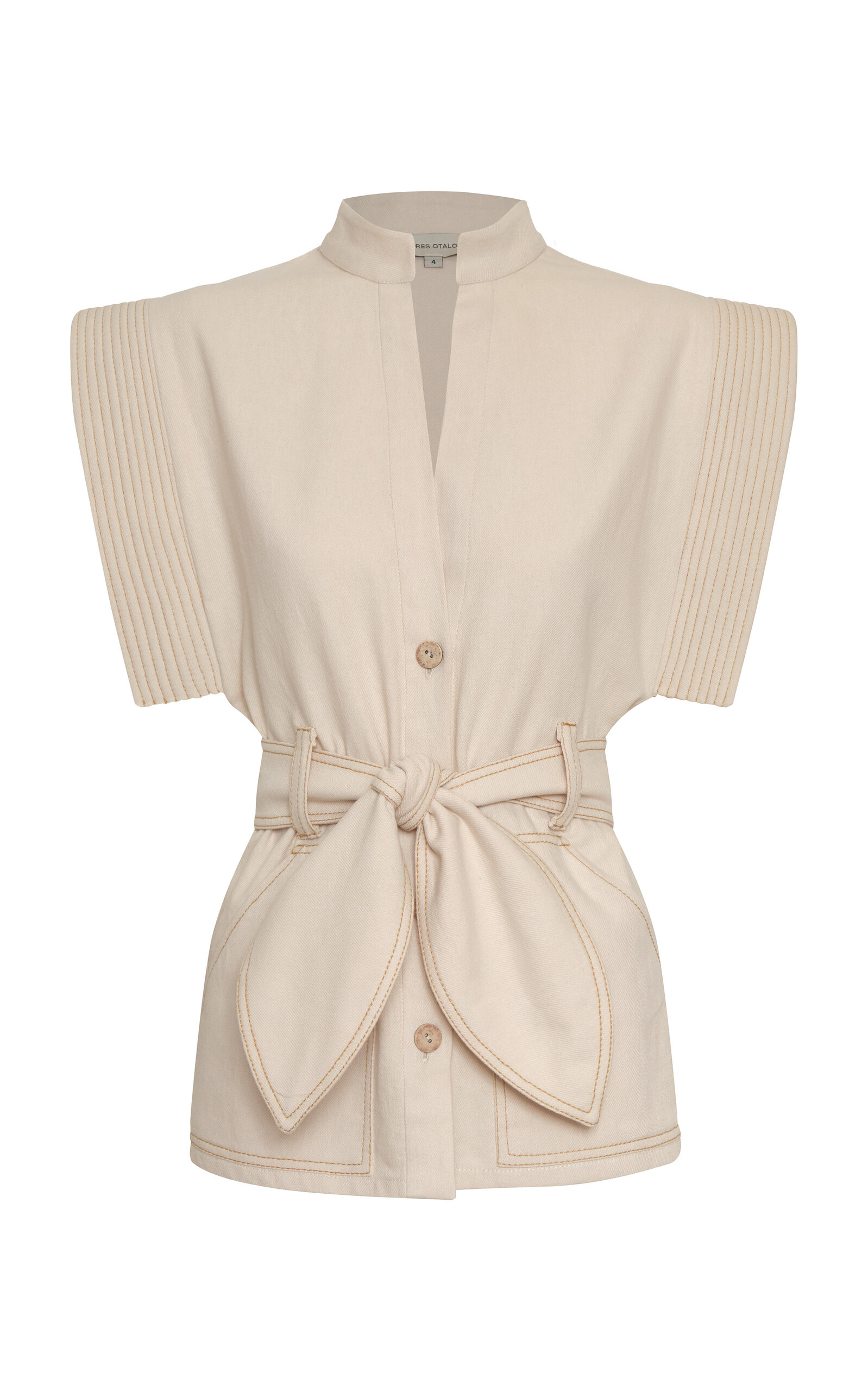 Andres Otalora La Costa Cotton-linen Vest With Belt In Brown