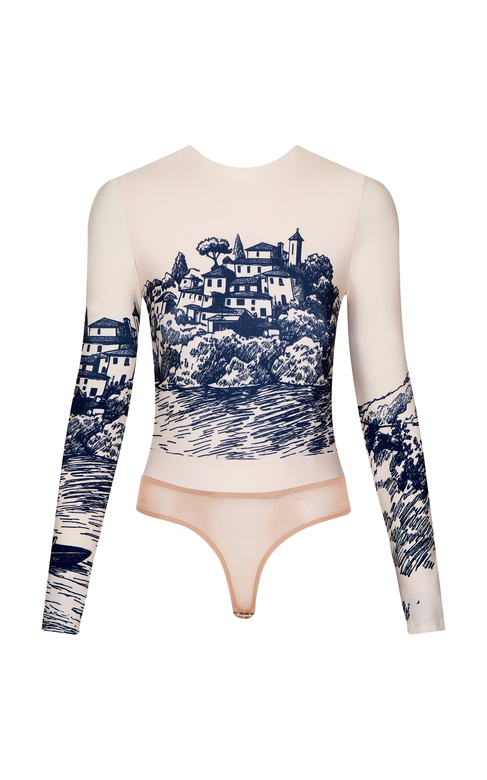 Andres Otalora Del Paisaje Scenic-motif Jersey Bodysuit In Neutral