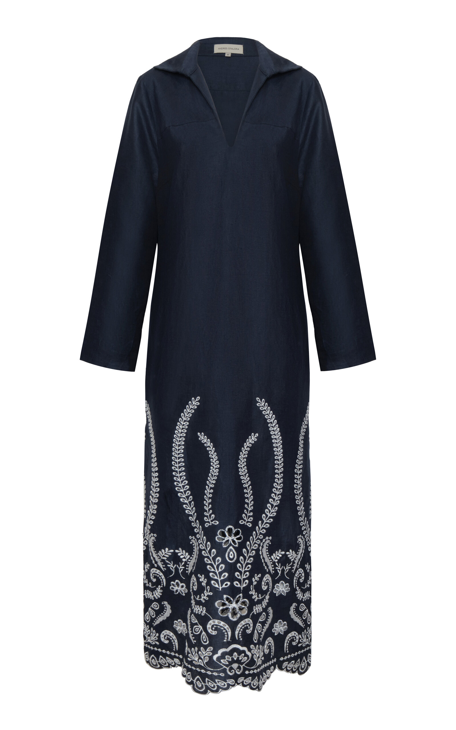 Andres Otalora Ghari Belted Linen Tunic - Navy - XS