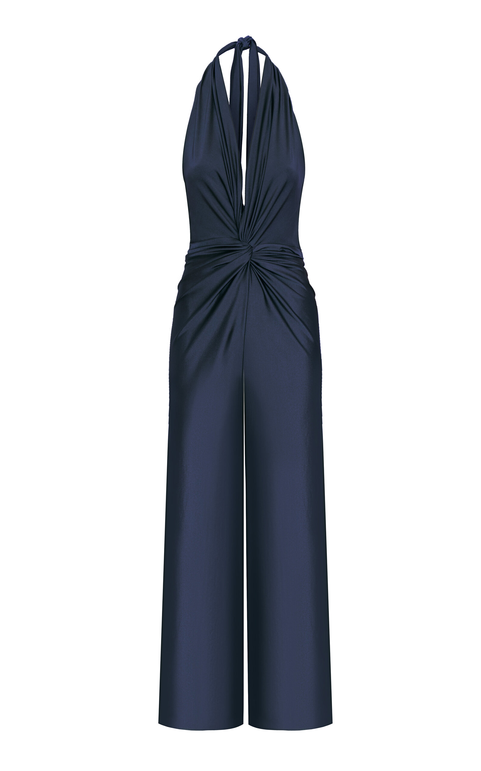 Andres Otalora Cannaria Gathered Halter Jumpsuit In Blue