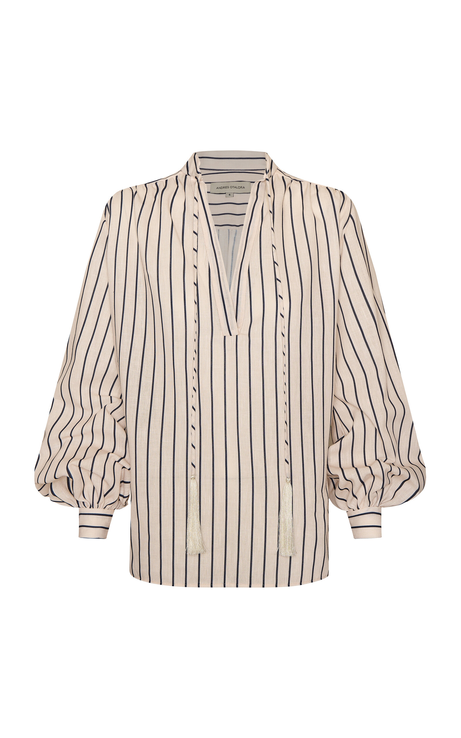Andres Otalora Rumores Striped Linen Blouse In Multi