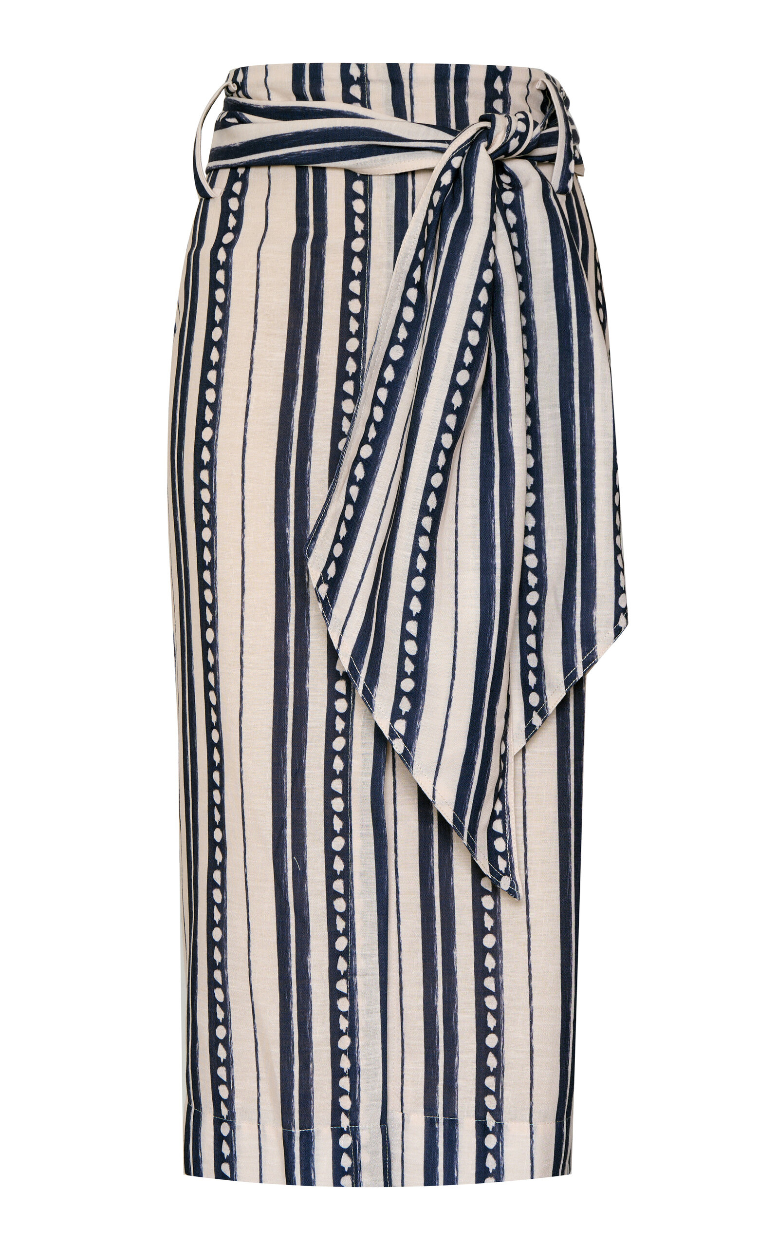 Andres Otalora Itaca Belted Linen Midi Skirt - Print