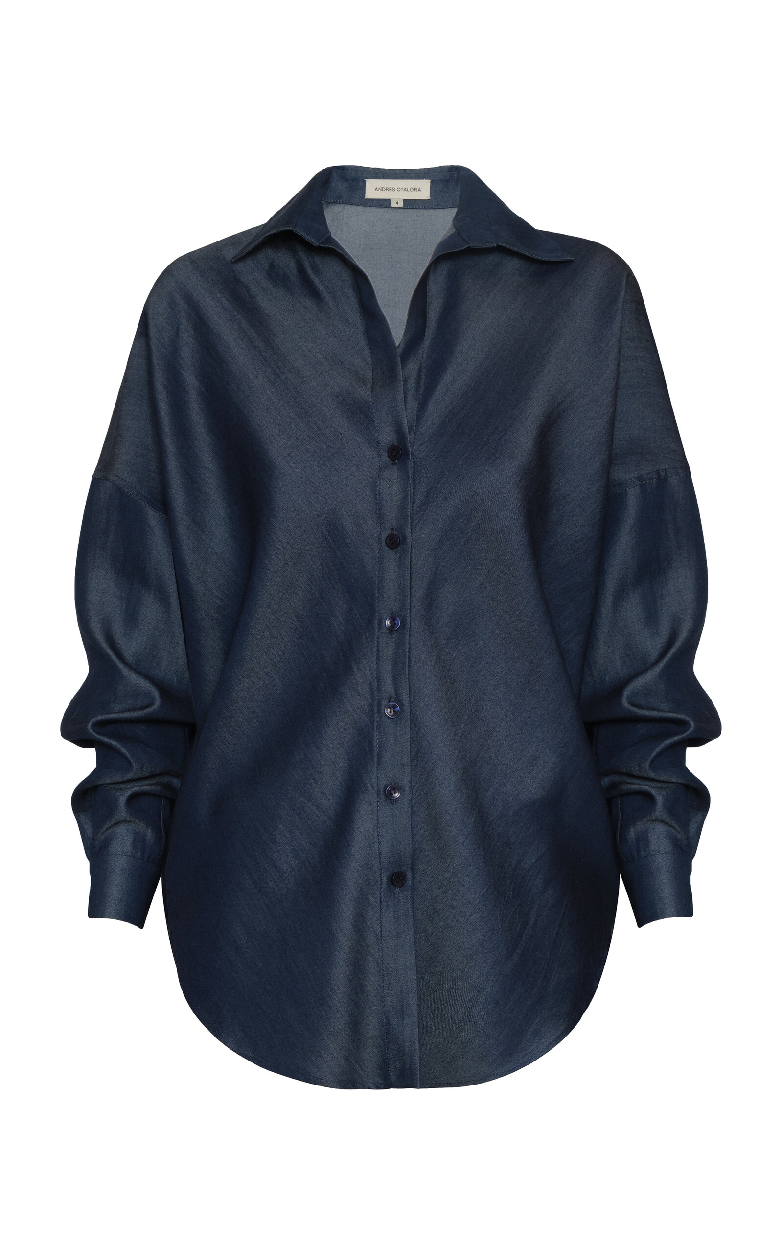 Andres Otalora Nos Hablan Tencel Blouse - Navy