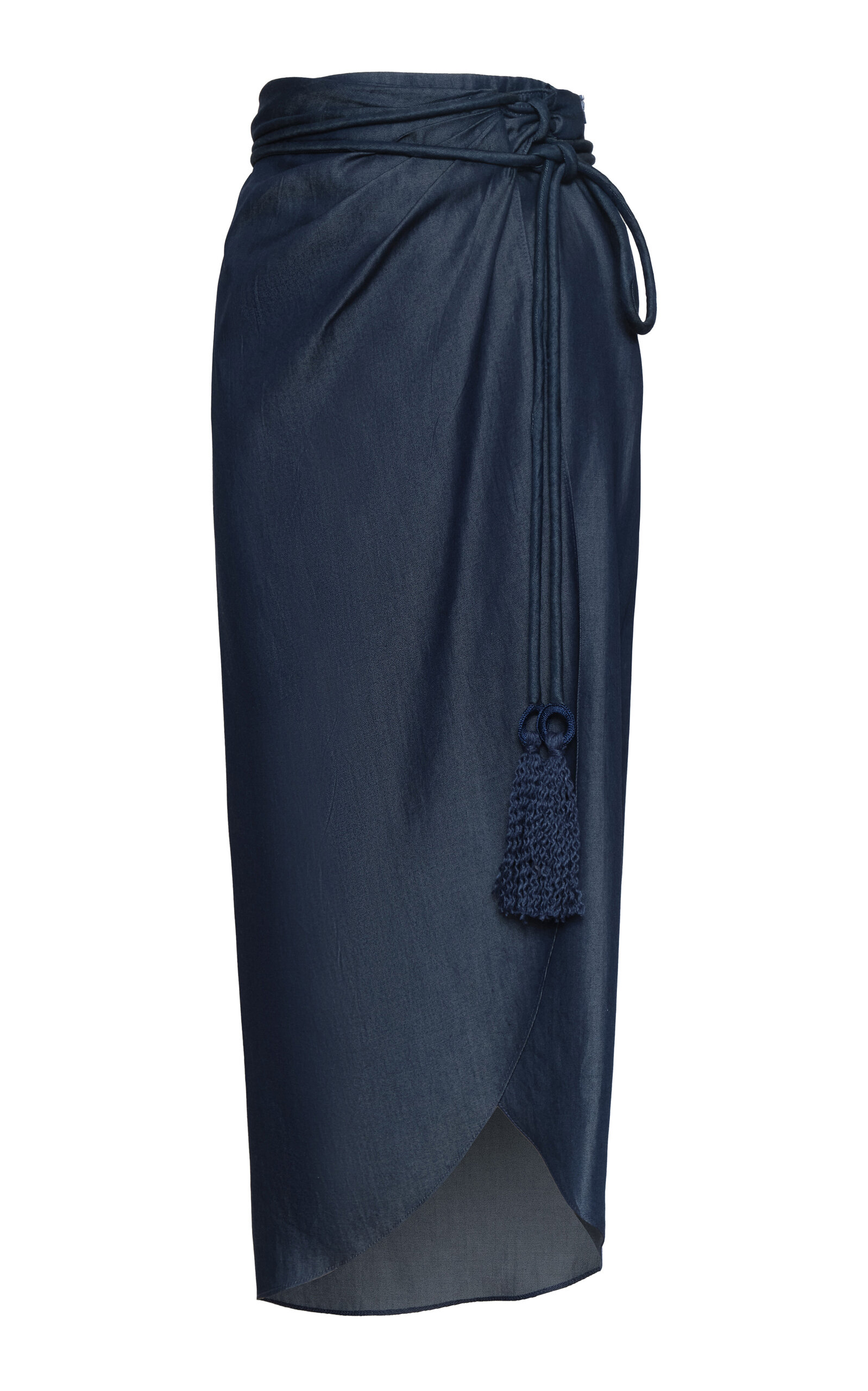 Andres Otalora Terre Tencel Midi Wrap Skirt - Navy