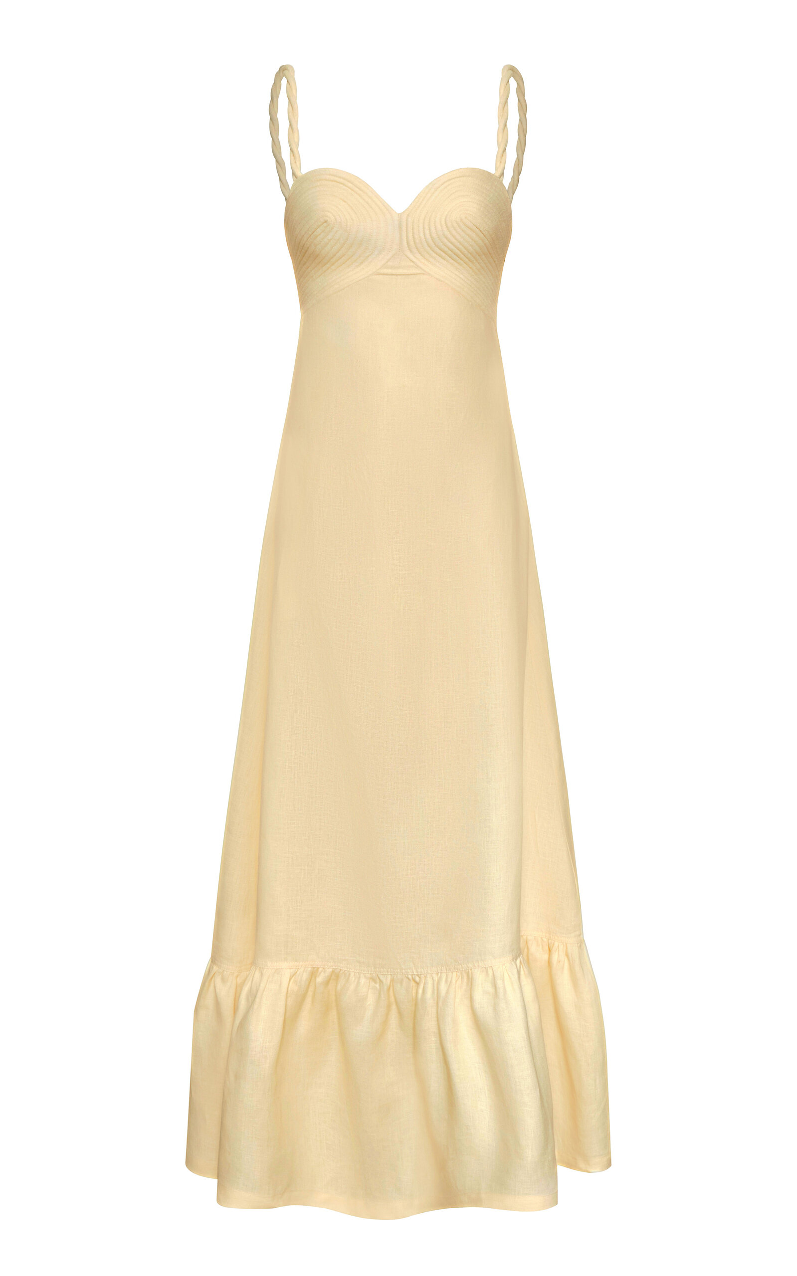 Andres Otalora Tu Esencia Linen Maxi Dress In Yellow