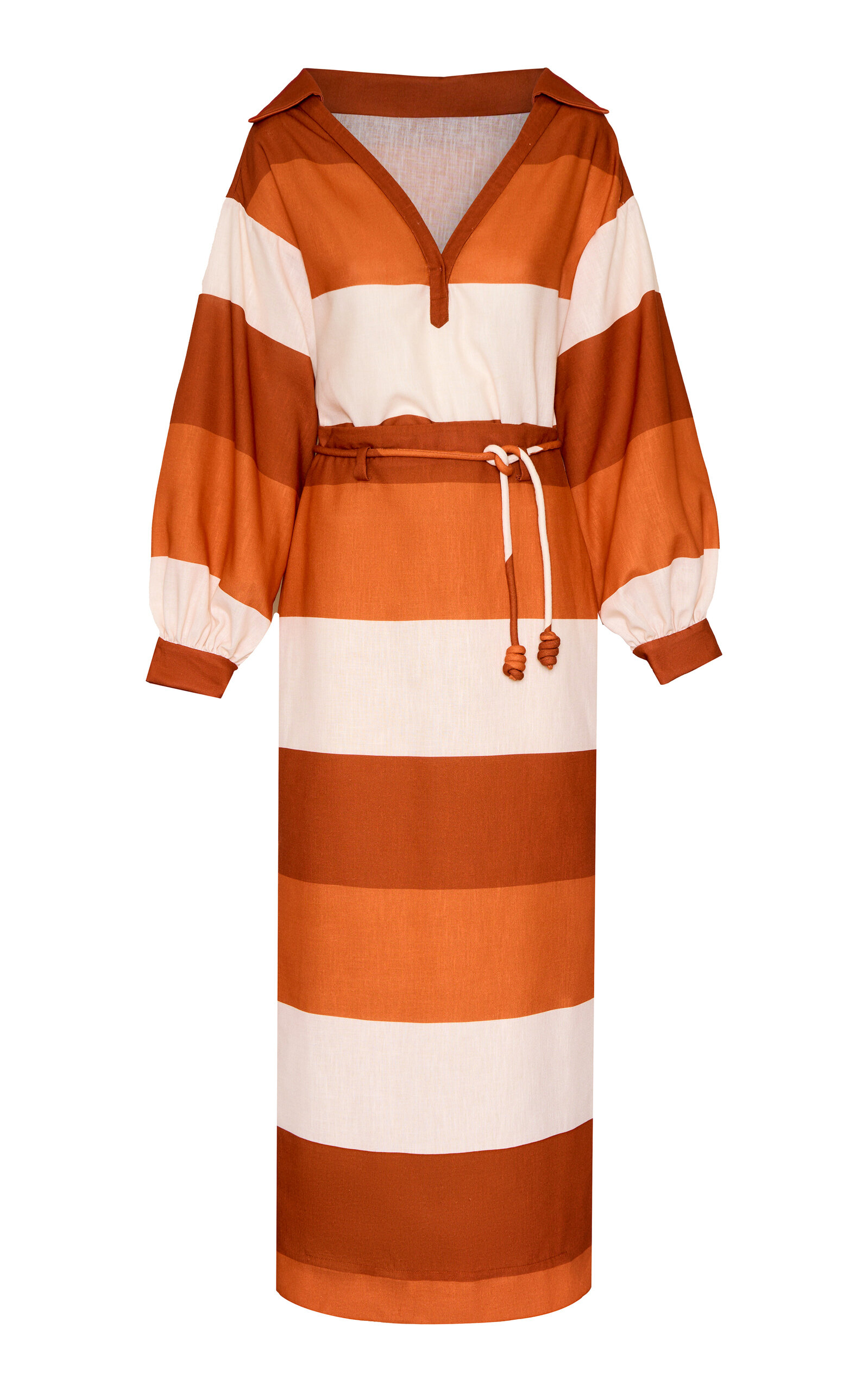 Andres Otalora Ancestrales Belted Linen Maxi Dress - Print