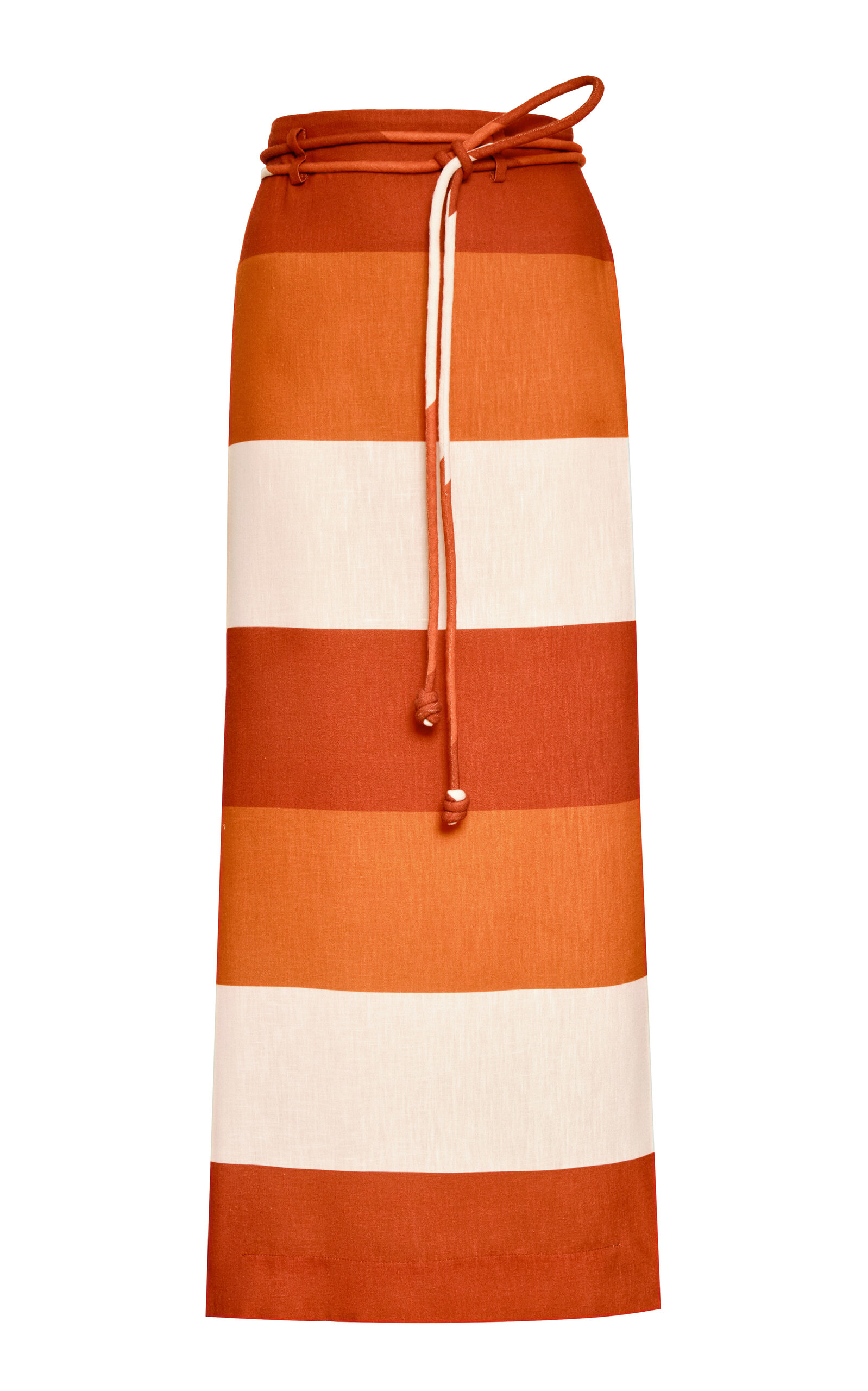 Andres Otalora Ciclicas Belted Linen Maxi Skirt In Multi