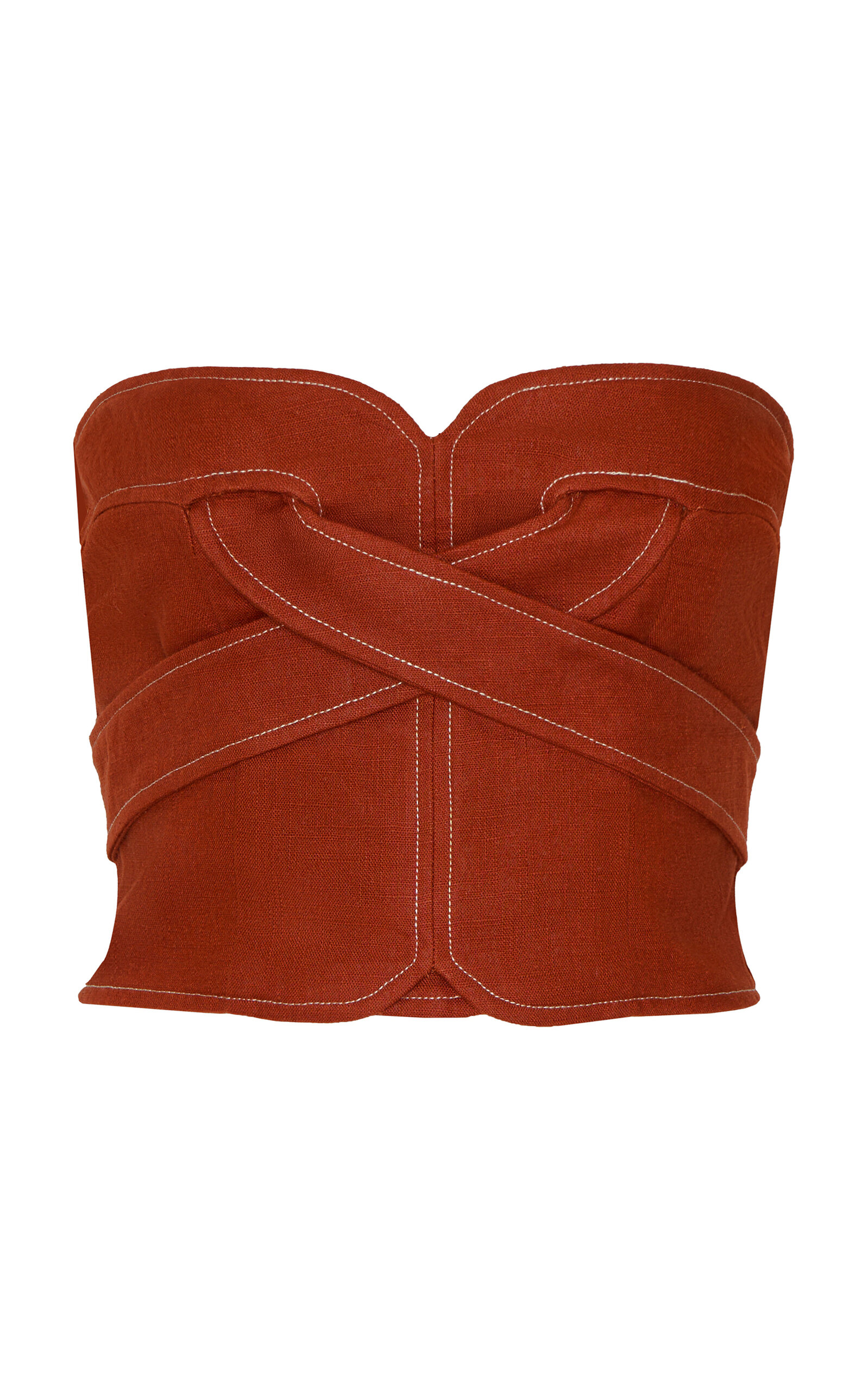 Andres Otalora Sea Incierto Crossover Linen Top - Bronze